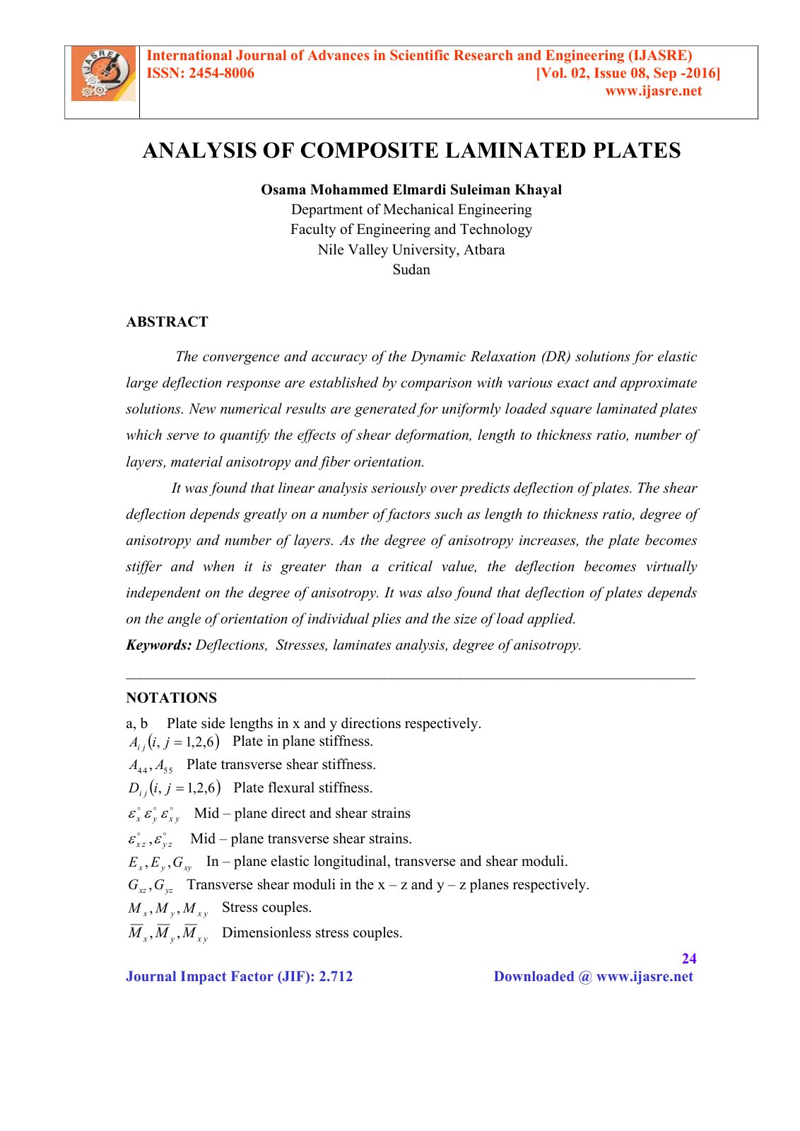 First page of ANALYSIS OF COMPOSITE LAMINATED PLATES