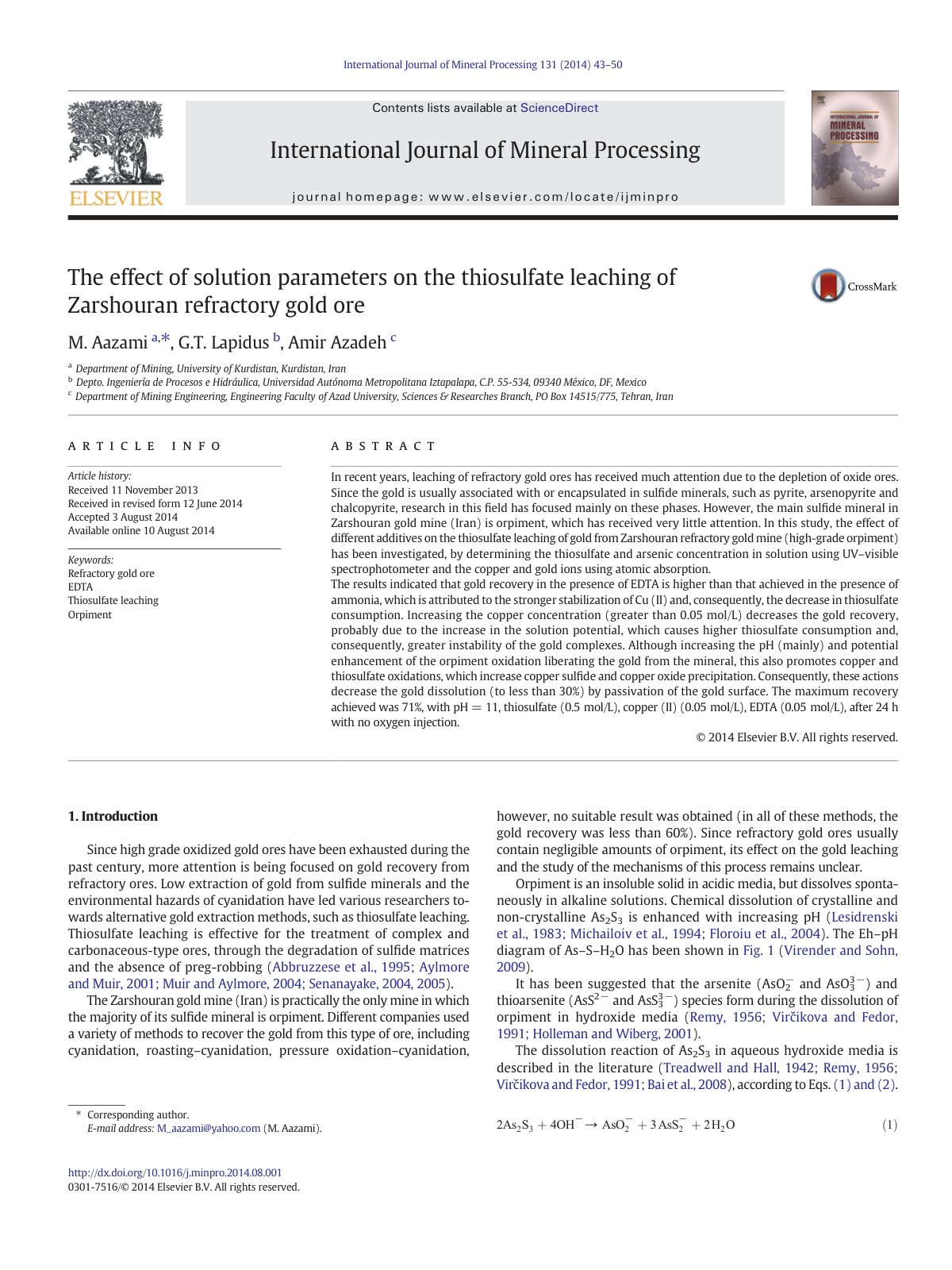 First page of The effect of solution parameters on the