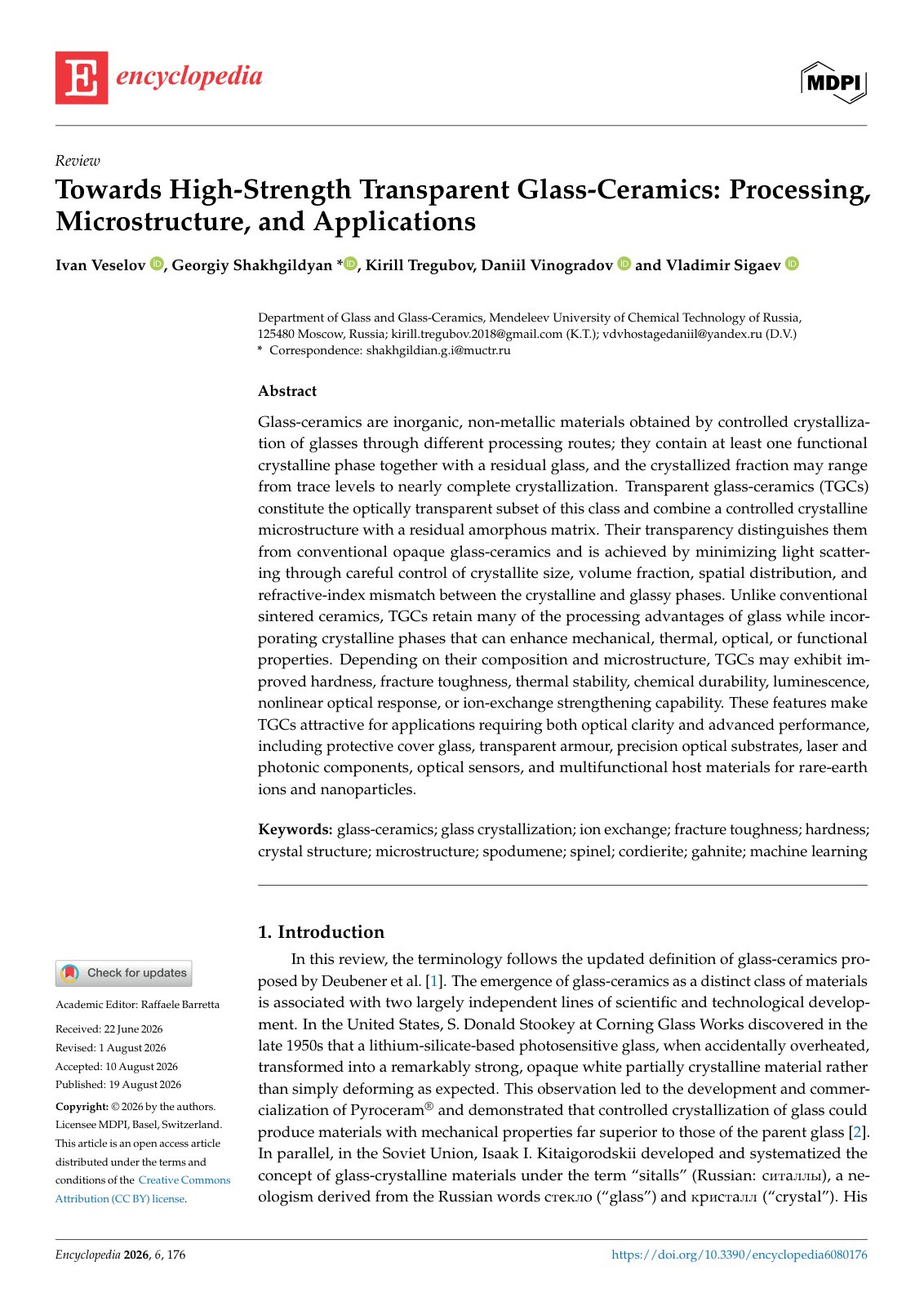 First page of Towards High-Strength Transparent Glass-Ceramics: Processing, Microstructure, and Applications