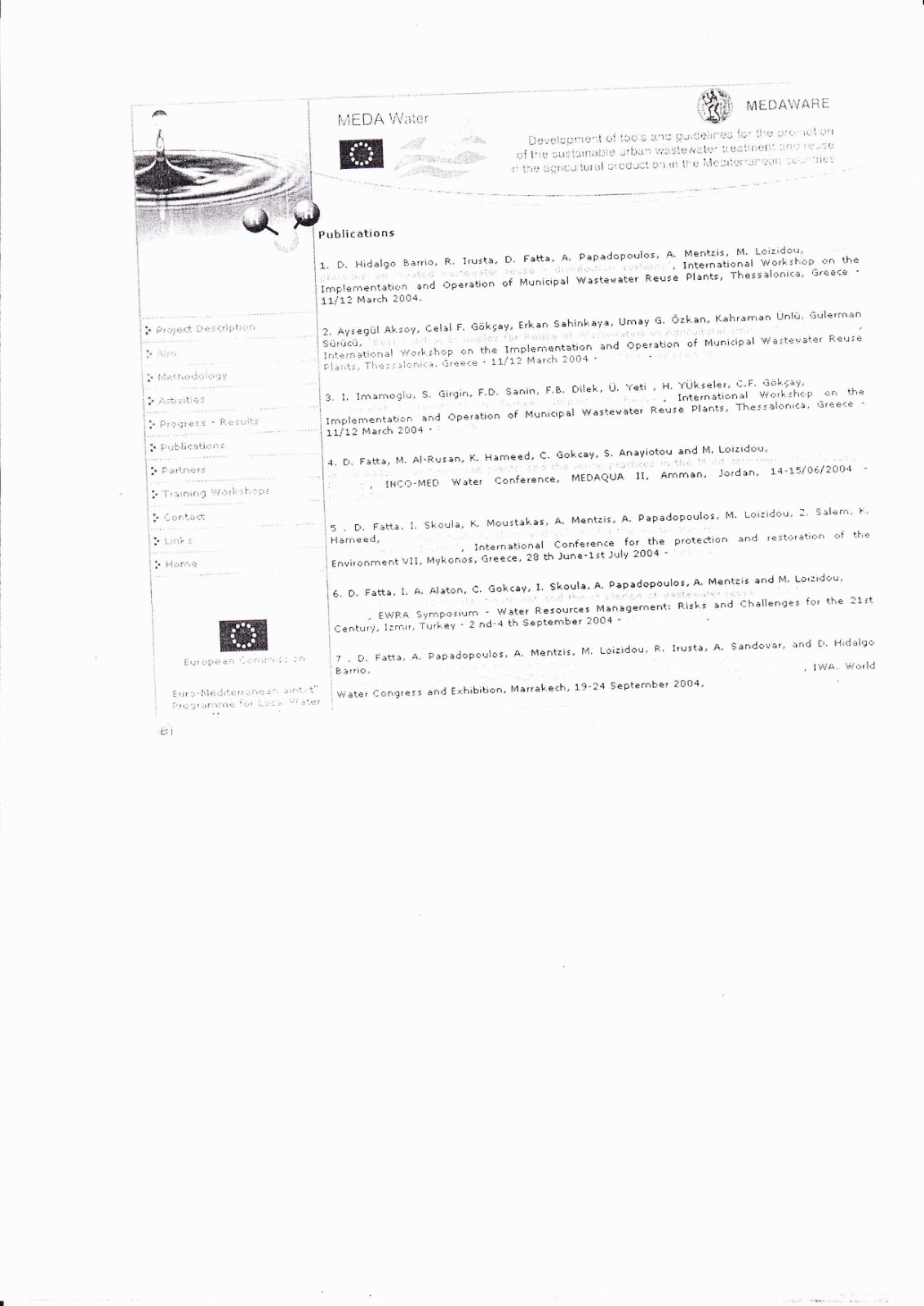 First page of Best Practice Examples for Rerıse of Waste Water in Agricultural Irrigation in the World
