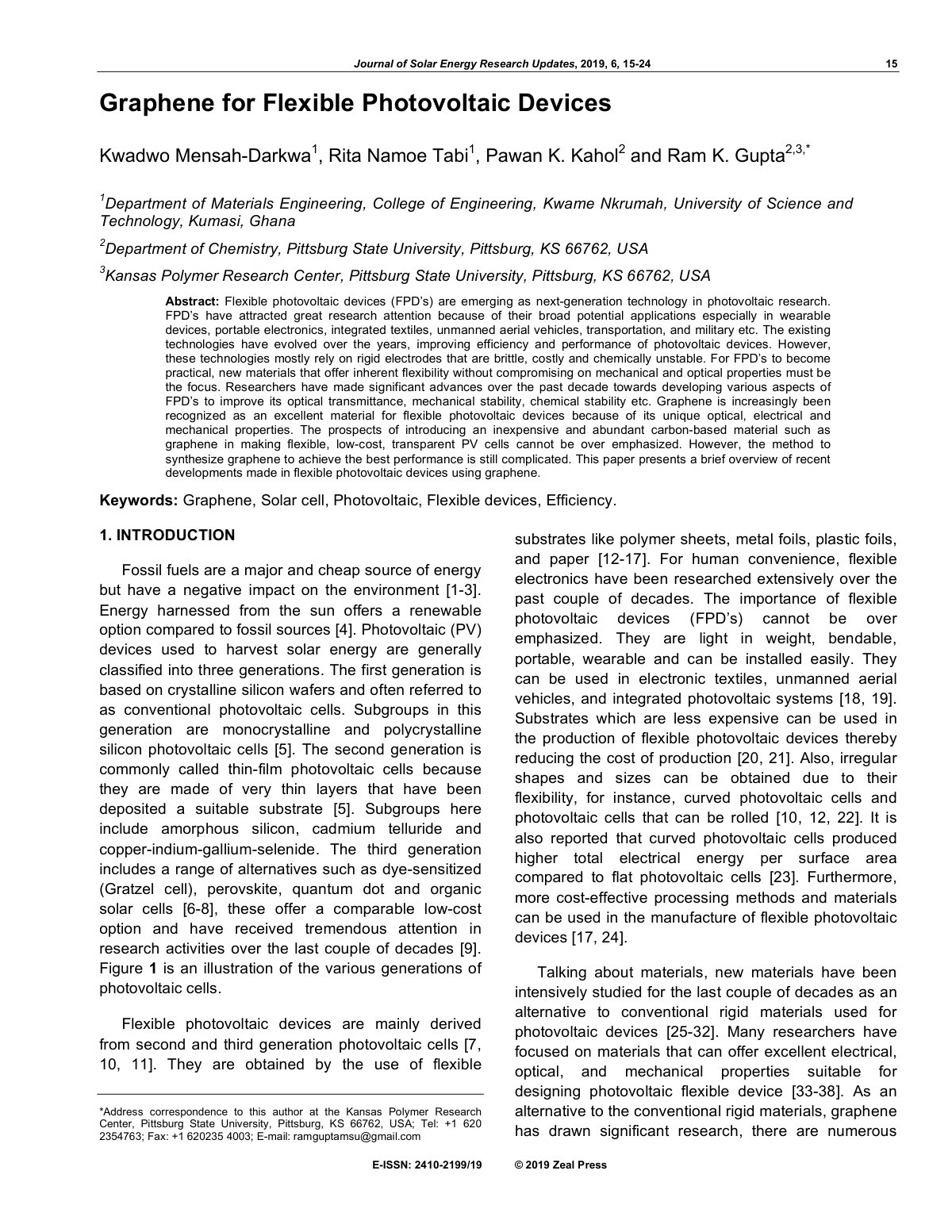 First page of Graphene for Flexible Photovoltaic Devices