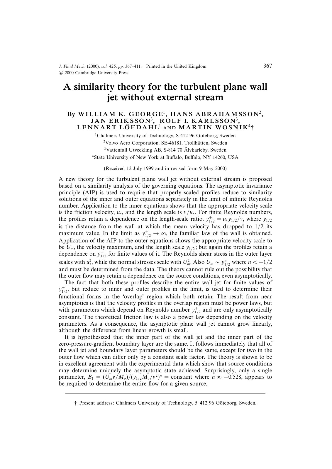 First page of A similarity theory for the turbulent pl