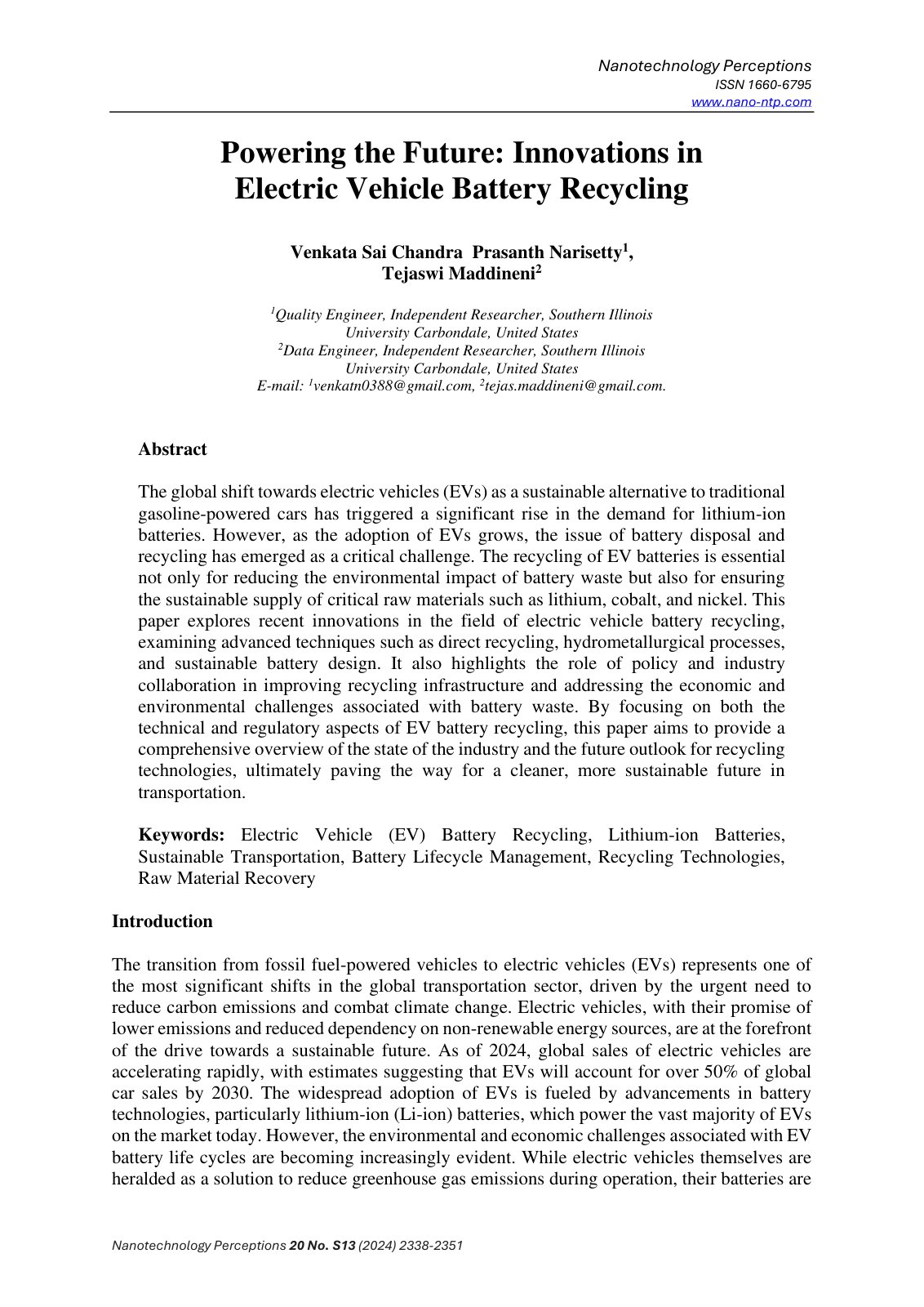 First page of Nanotechnology Perceptions