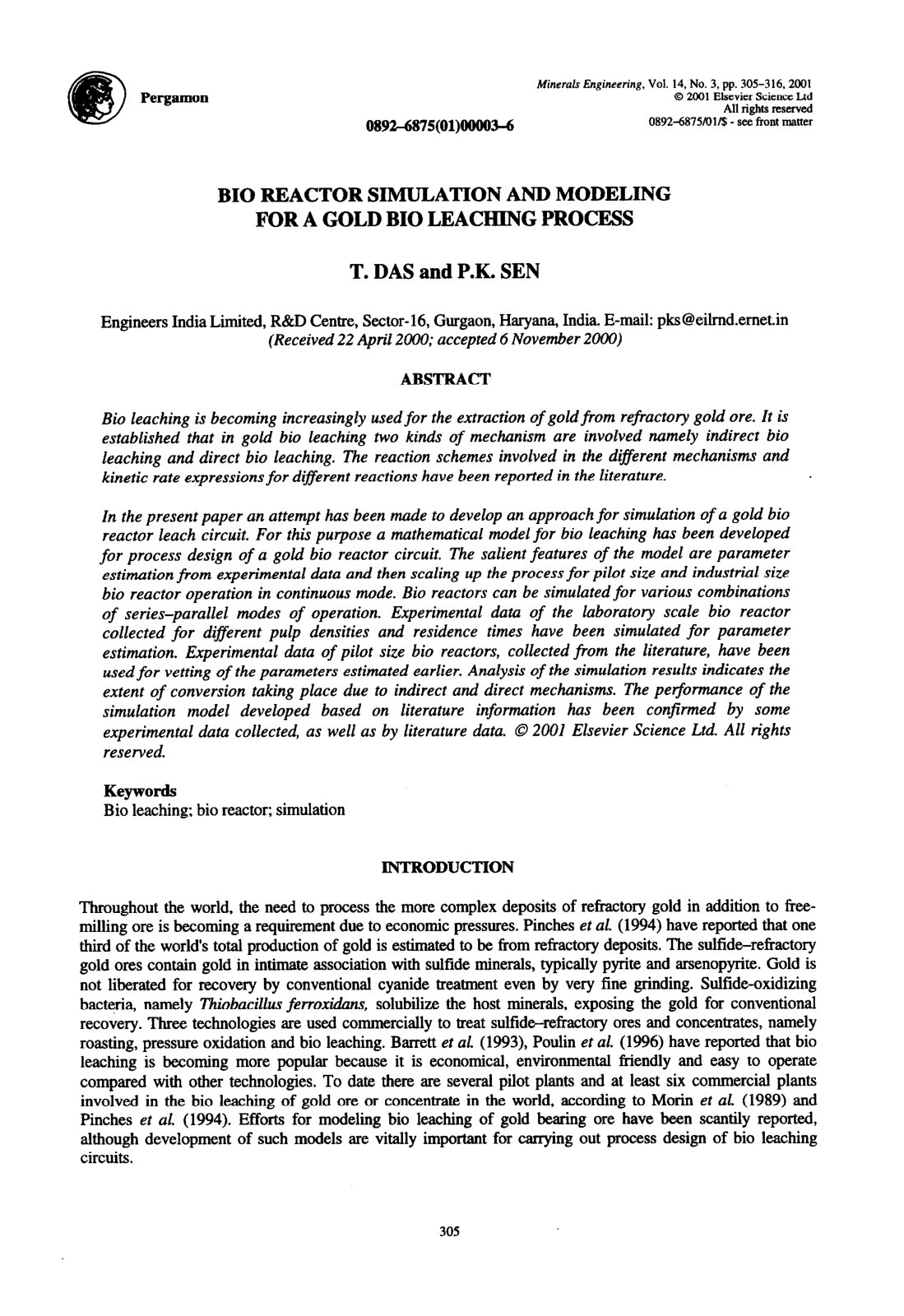 First page of Bio reactor simulation and modeling for