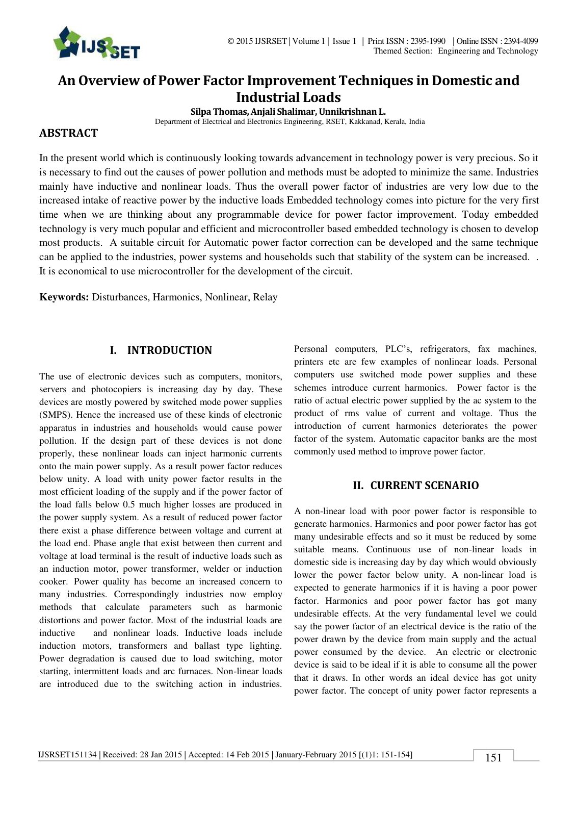 First page of An Overview of Power Factor Improvement Techniques in Domestic and Industrial Loads