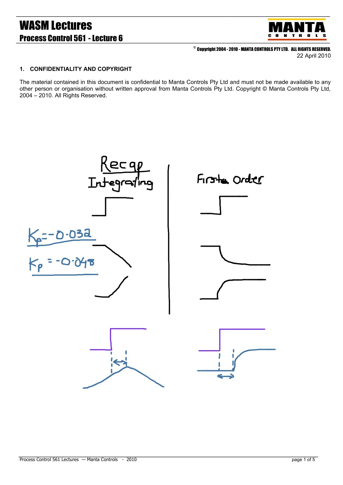 First page of Manta Controls   561   Lecture 6