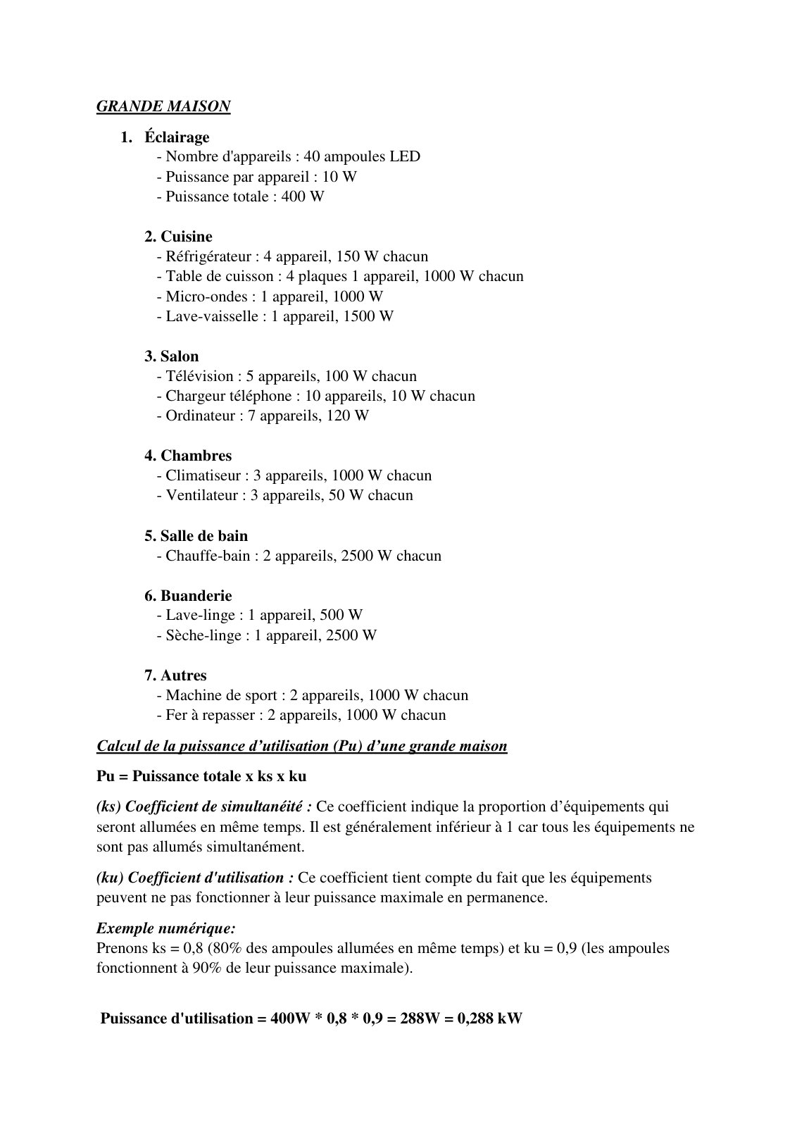 First page of bilan energetique