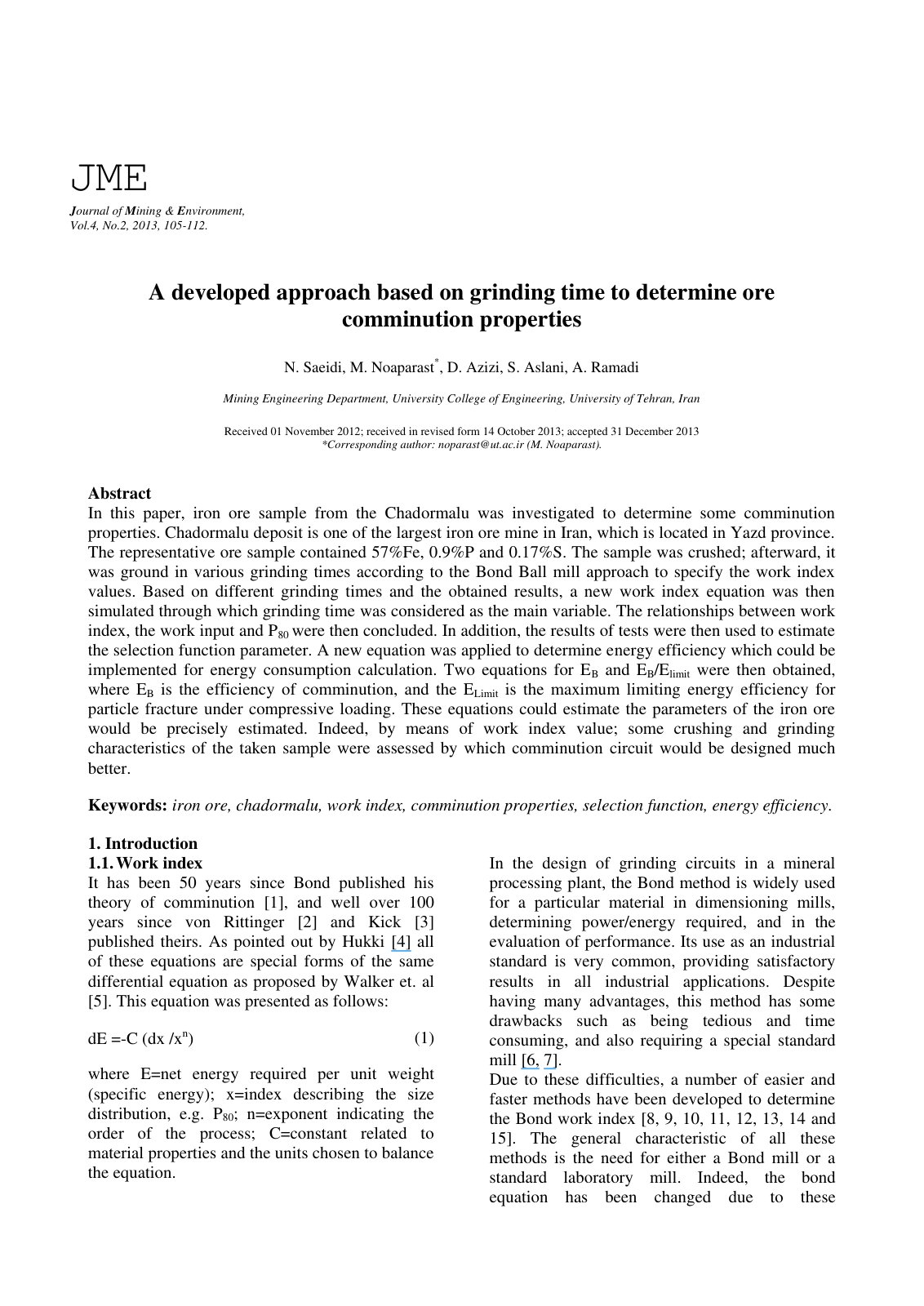 First page of A developed approach based on grinding t