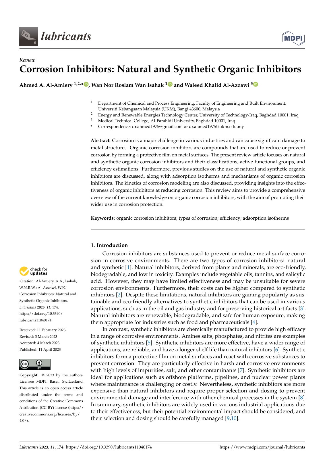First page of Corrosion Inhibitors: Natural and Synthetic Organic Inhibitors