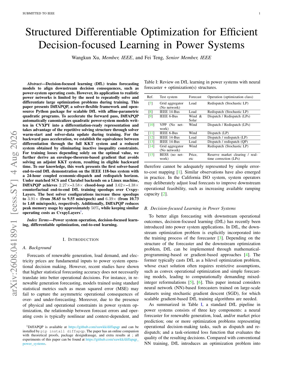 First page of 2026 Xu Differentiable Optimization Power Systems