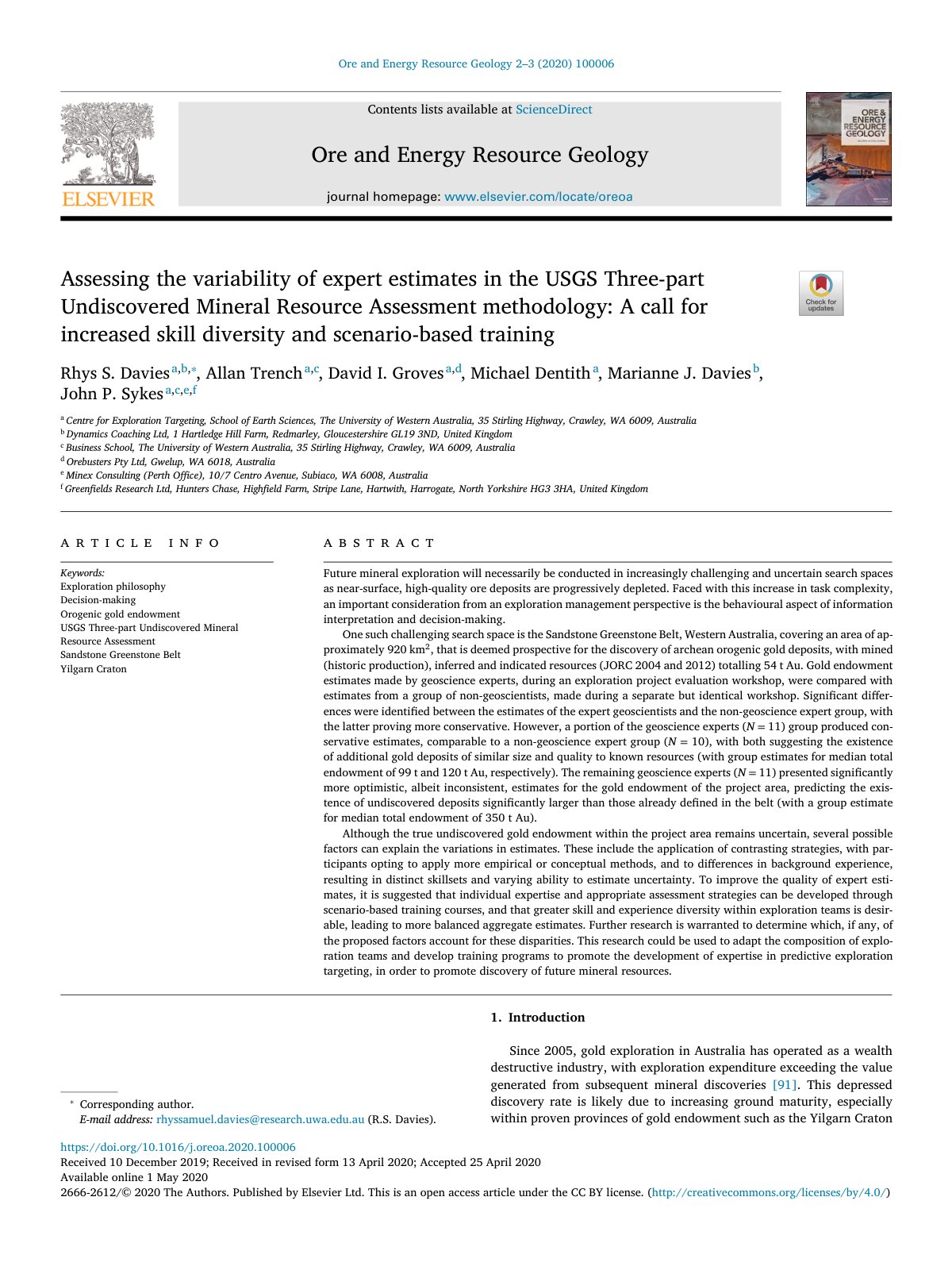 First page of Assessing the variability of expert esti