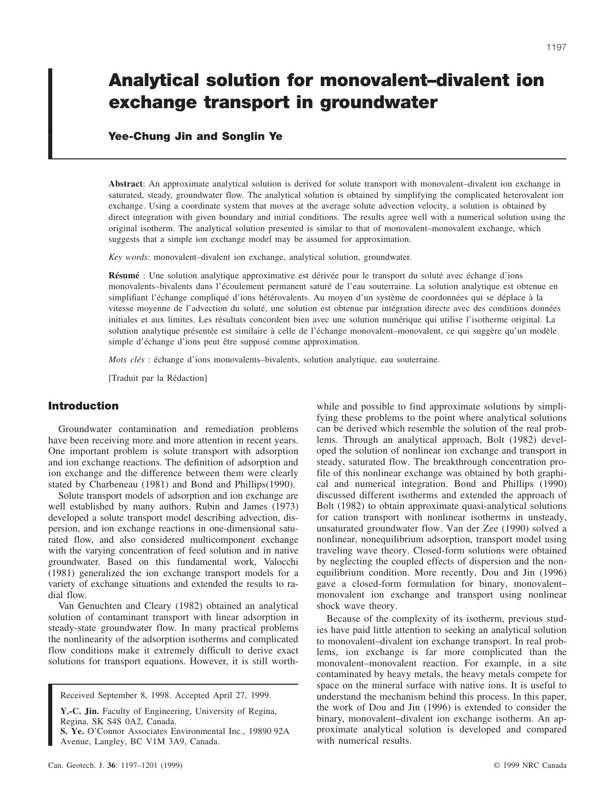First page of Analytical solution for monovalent dival