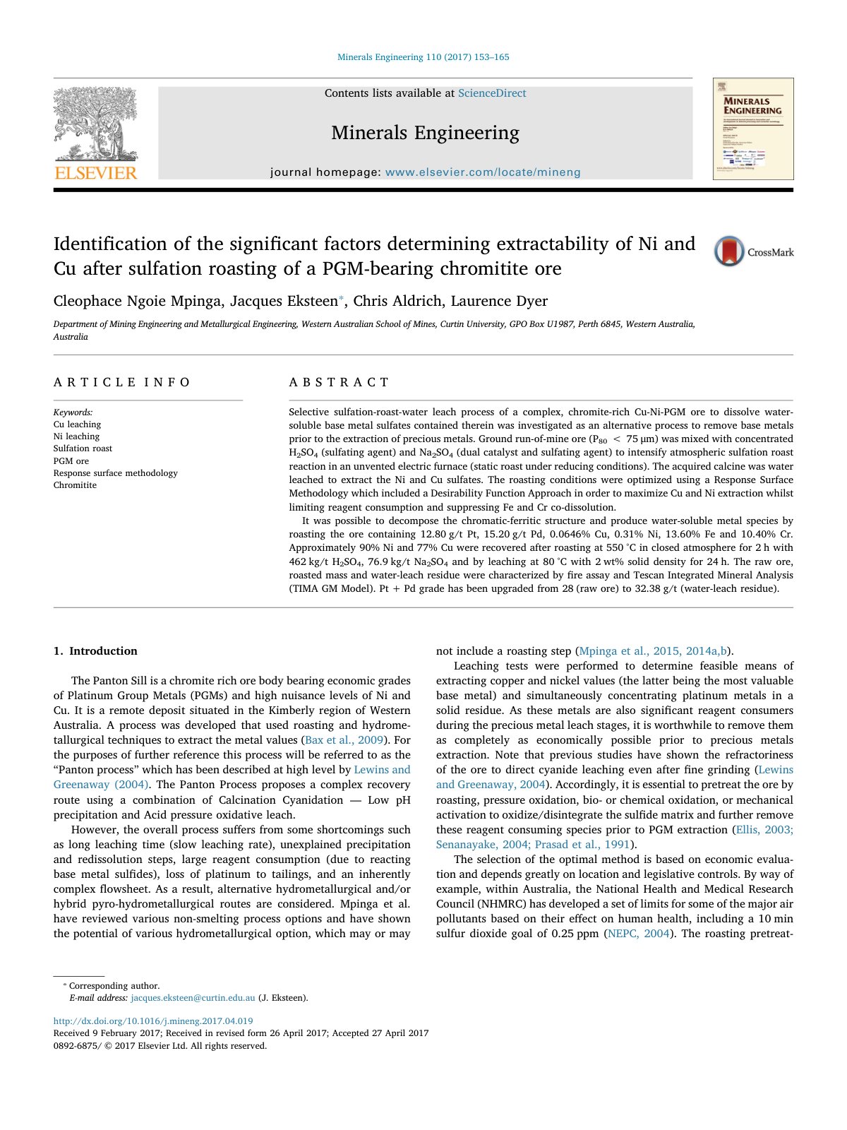 First page of Identification of the significant factor