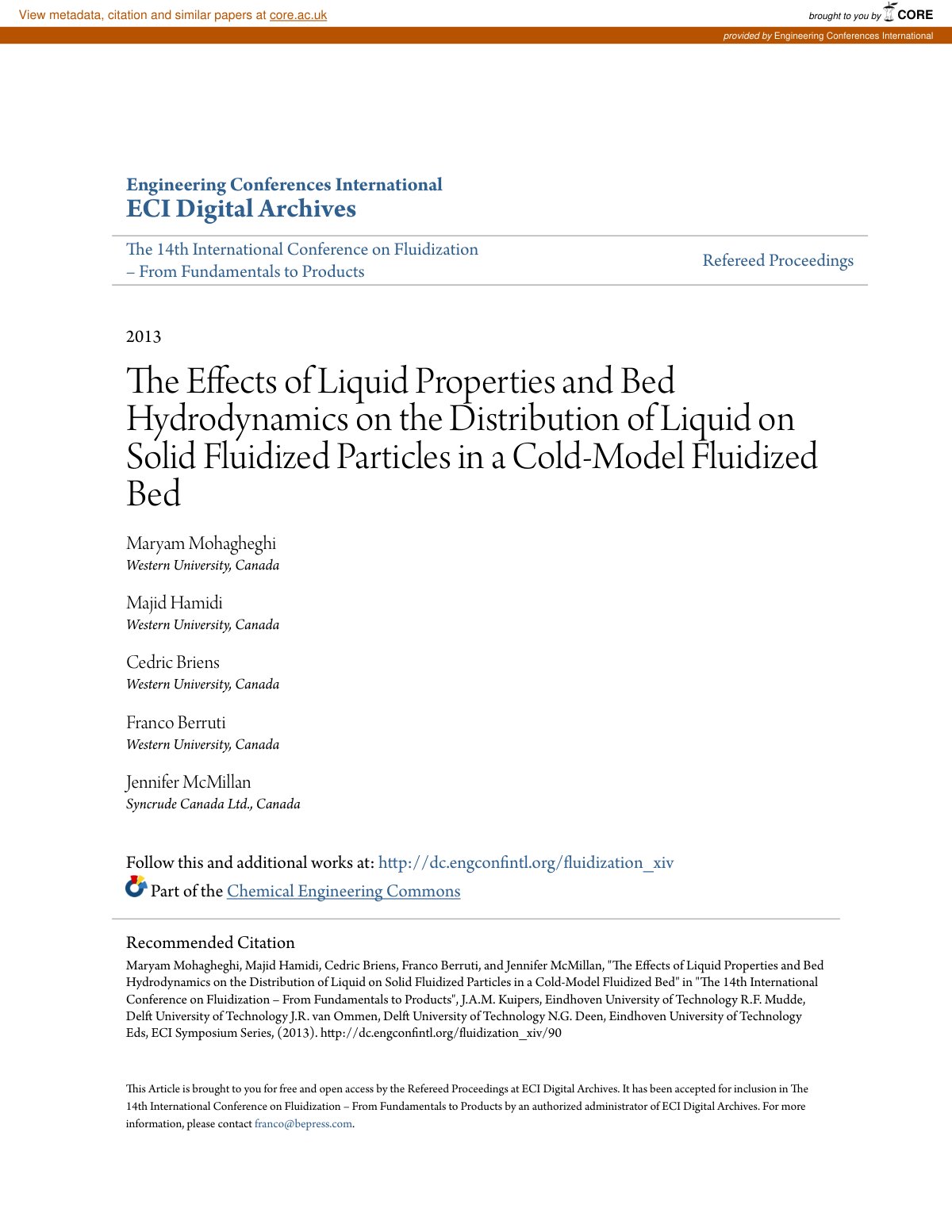 First page of The effects of liquid properties and bed