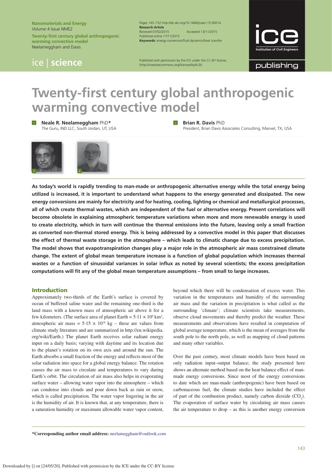 First page of Twenty first century global anthropogeni