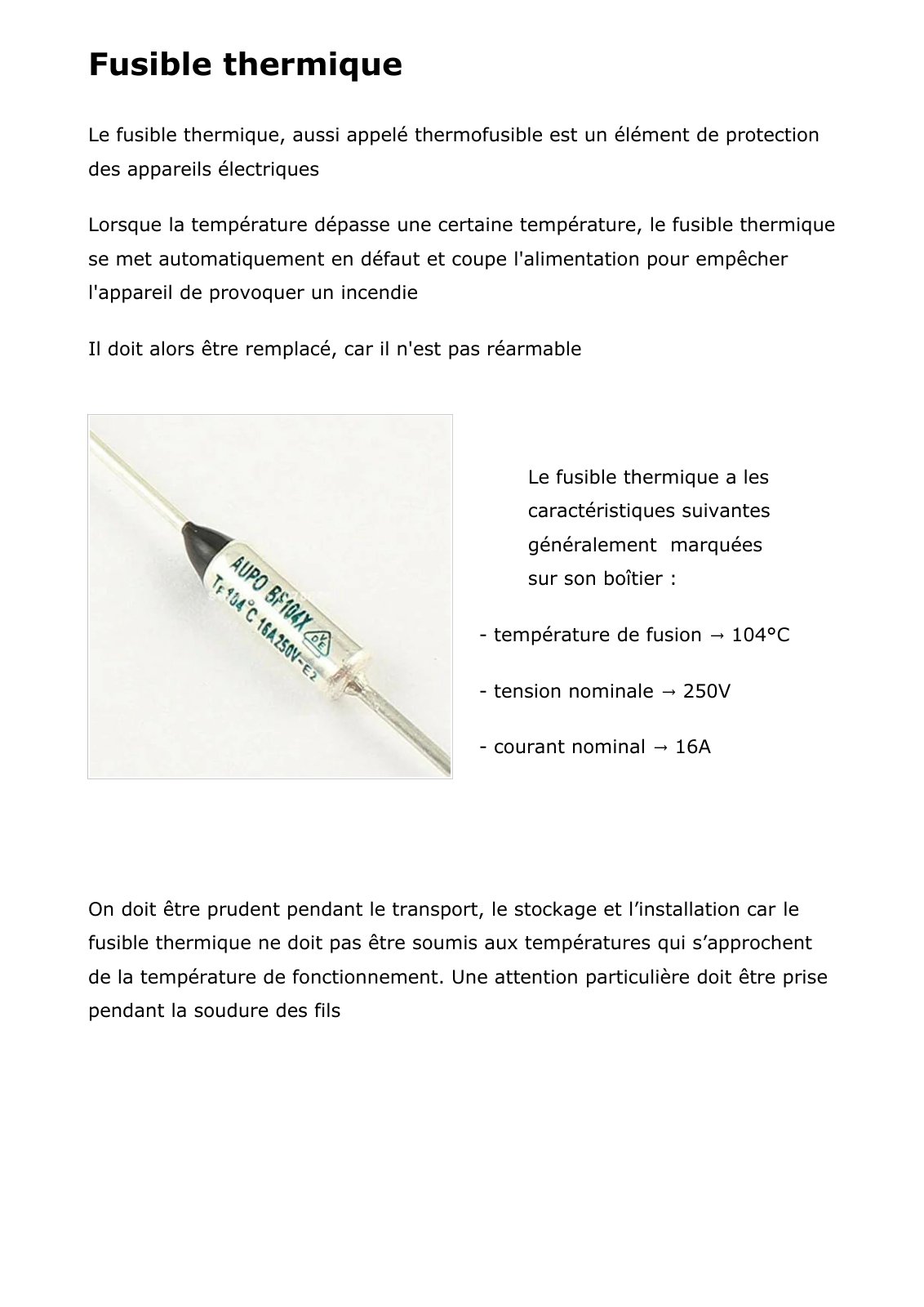 First page of fusible thermique