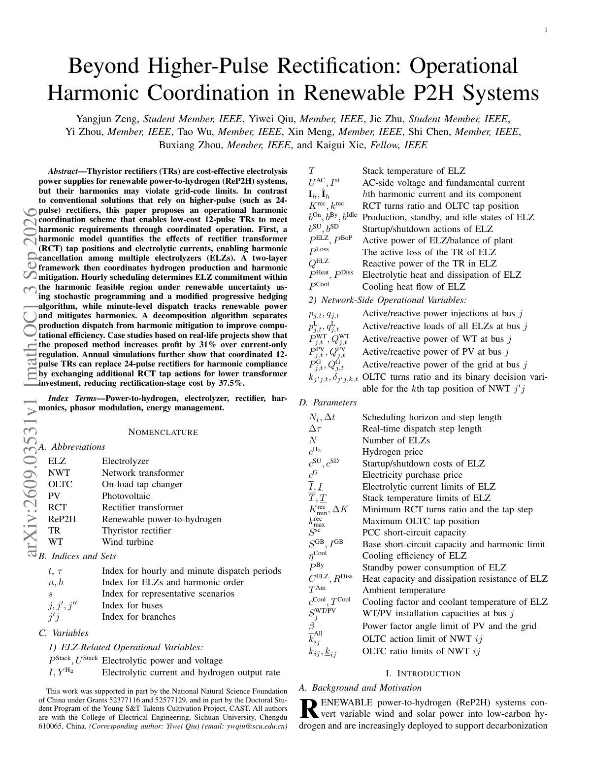 First page of 2026 Zeng Renewable P2H Harmonic Coordination