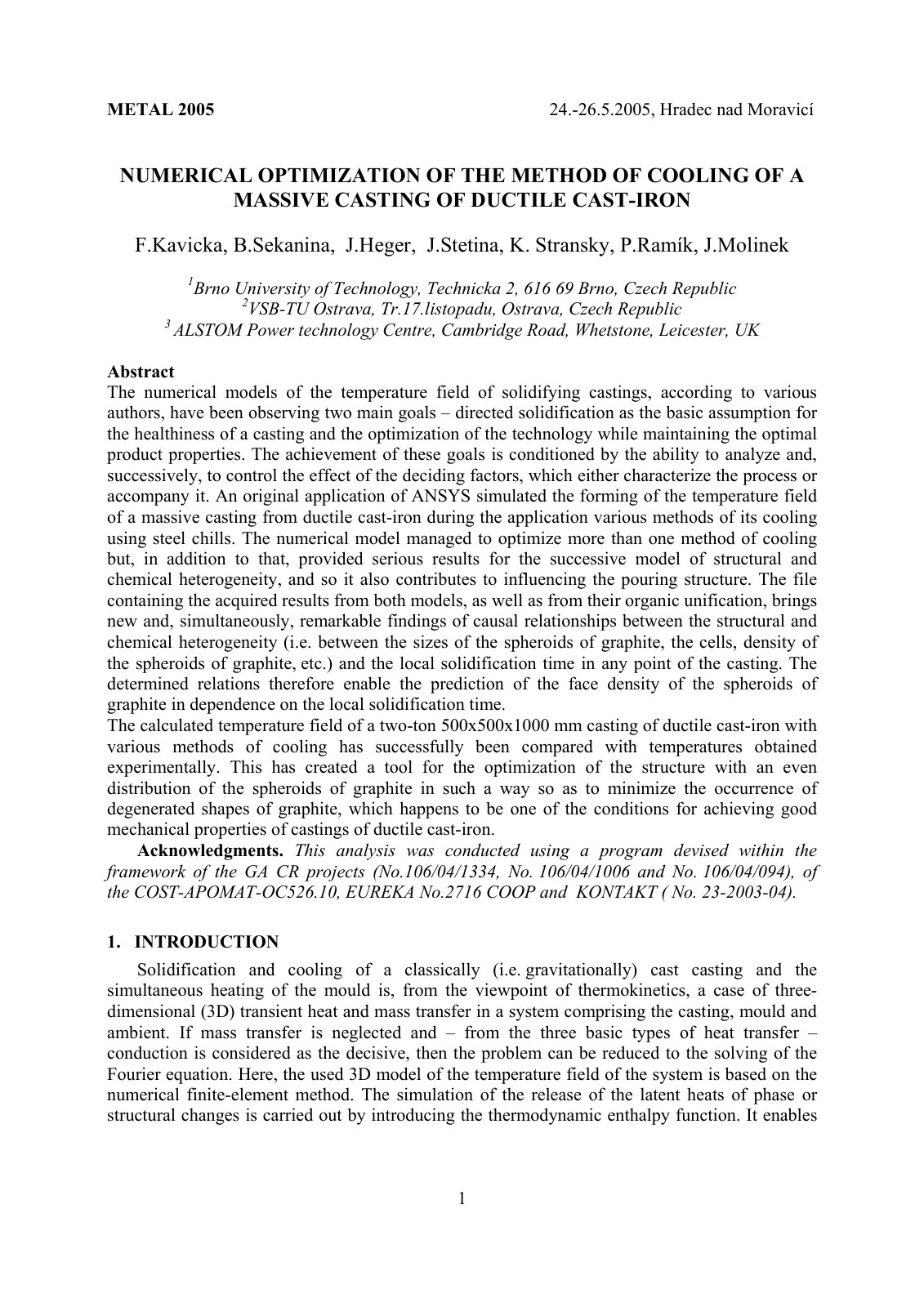 First page of Numerical Optimization of the Method of (1)