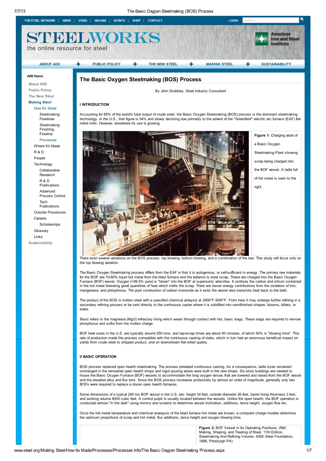 First page of 267437735 The Basic Oxygen Steelmaking BOS Process