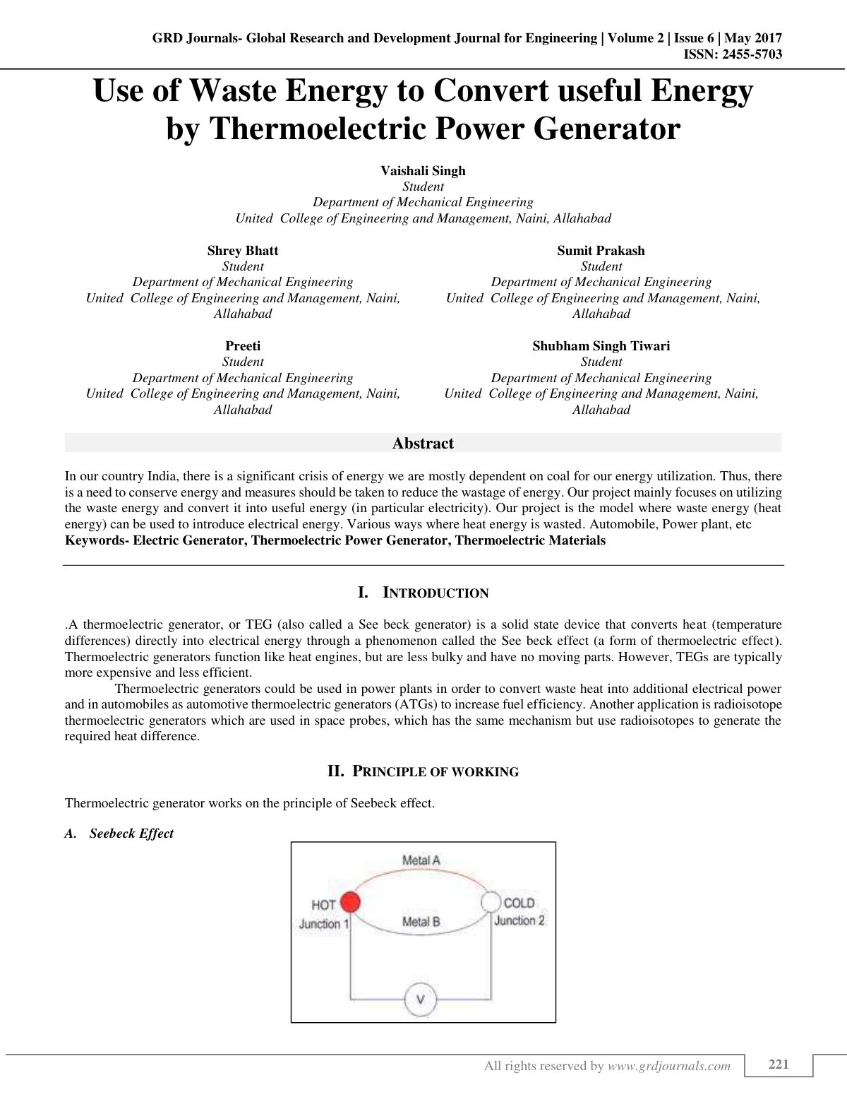 First page of Use of Waste Energy to Convert useful En