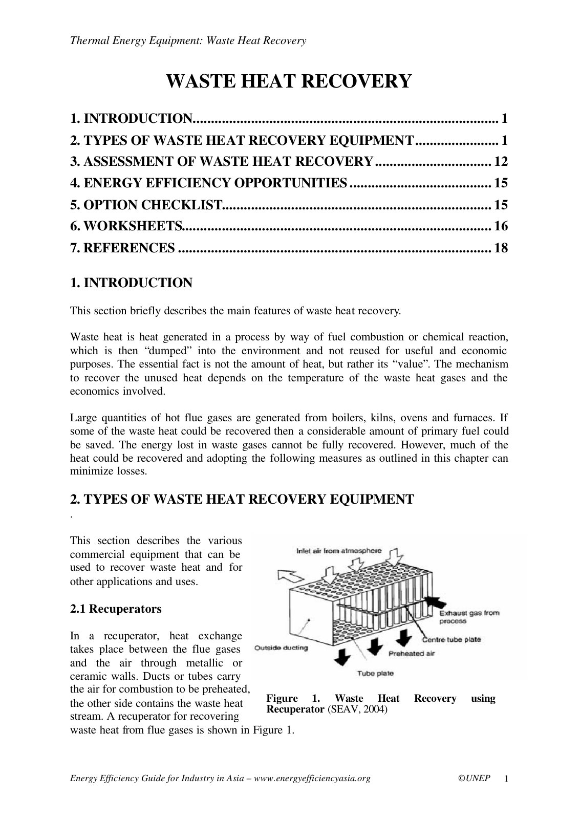 First page of Thermal Energy Equipment Waste Heat Reco