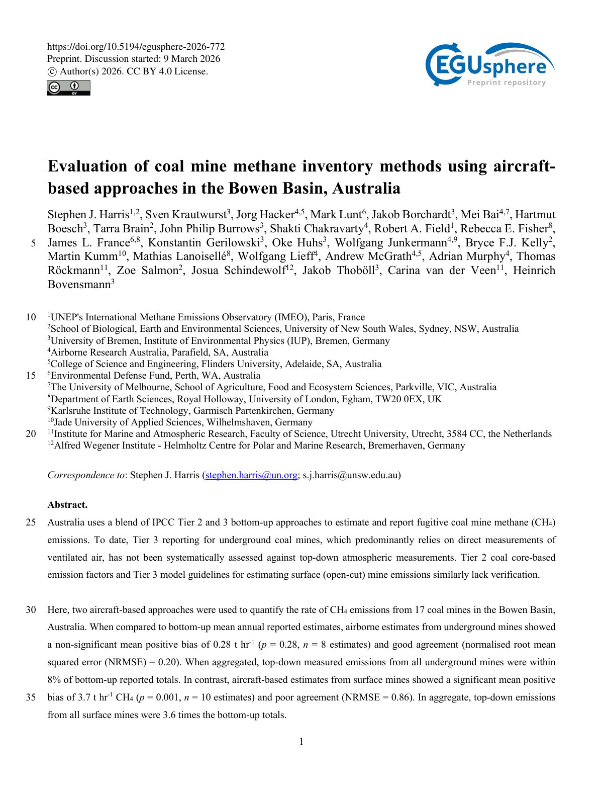 First page of Evaluation of coal mine methane inventory methods 