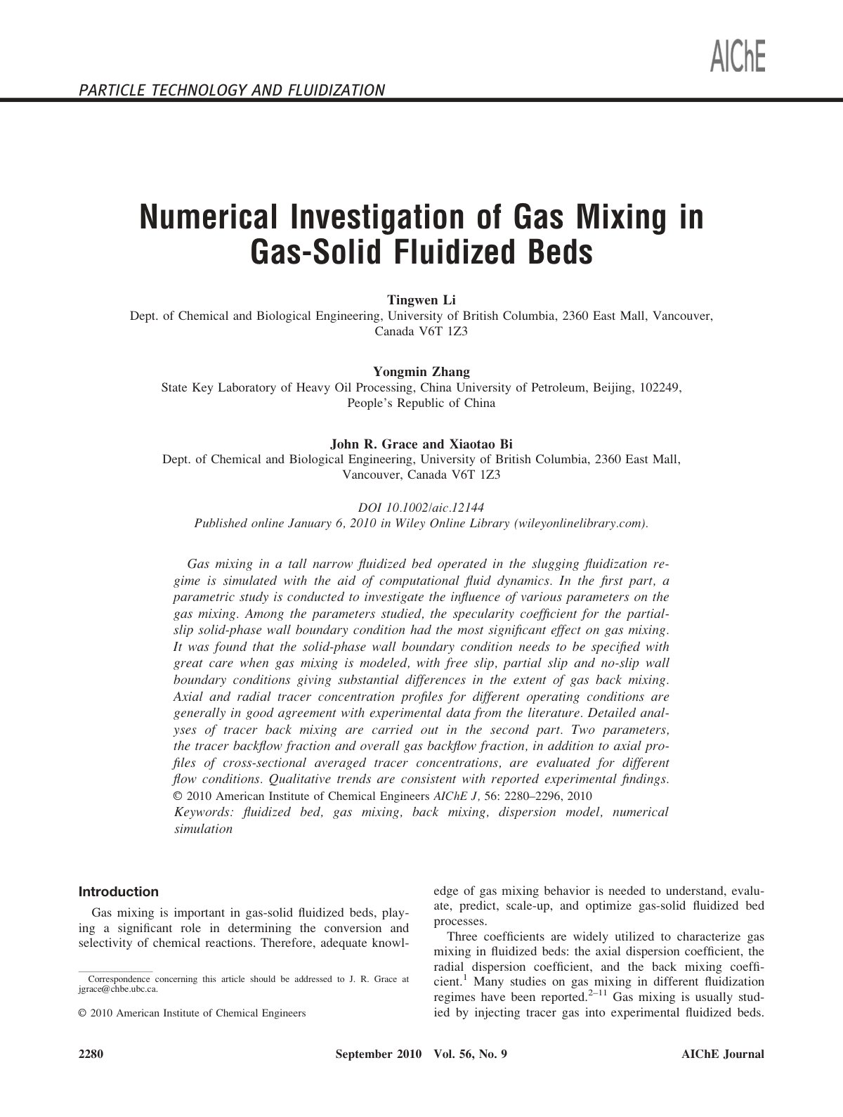 First page of Numerical investigation of gas mixing in