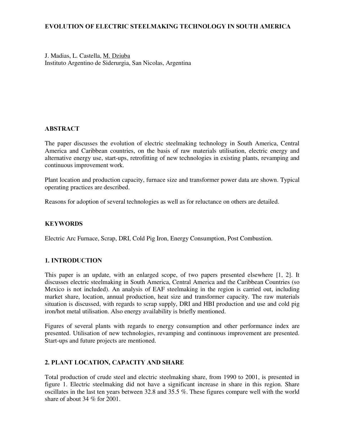 First page of Evolution of electric steelmaking techno