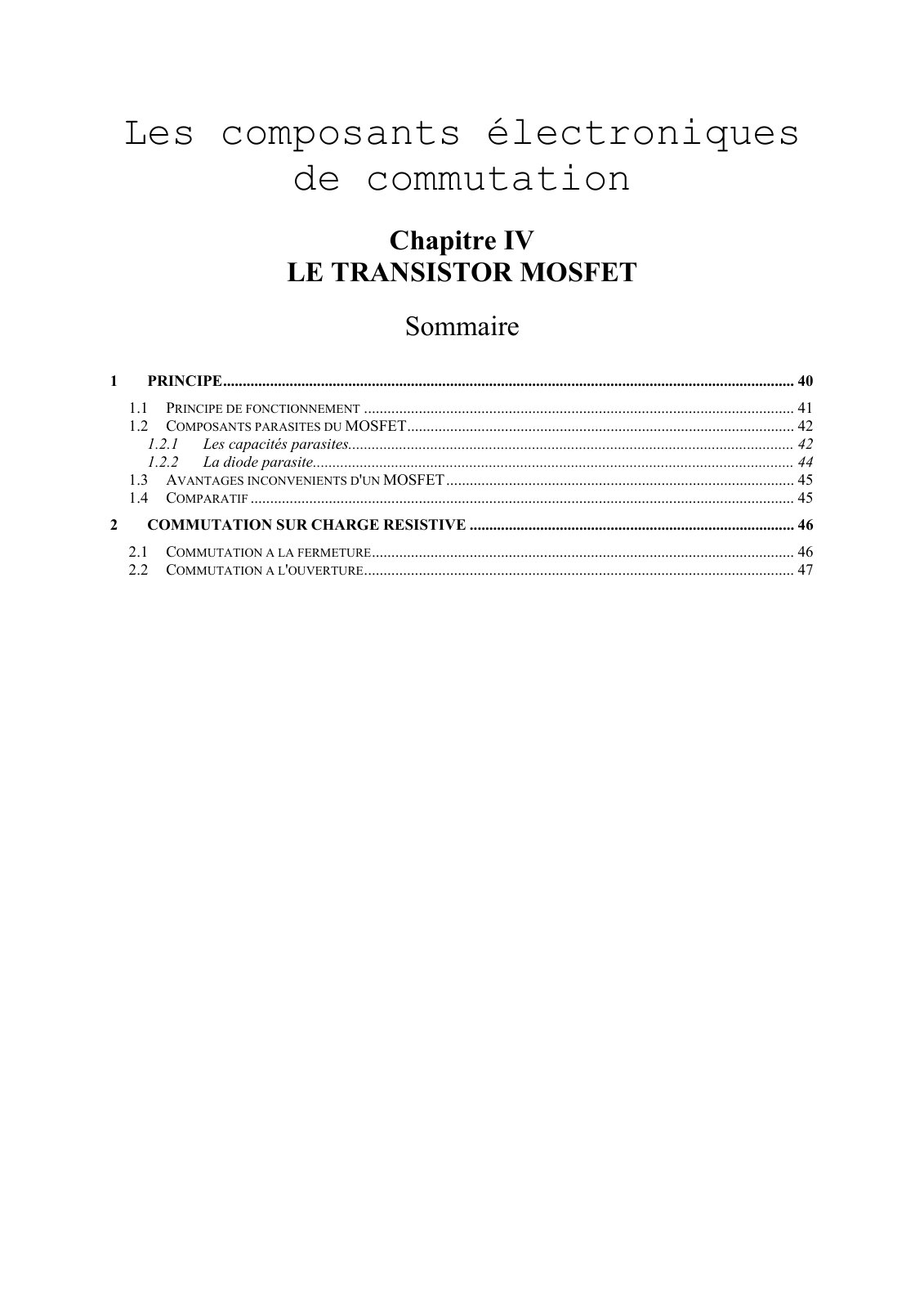 First page of mosfet commutation