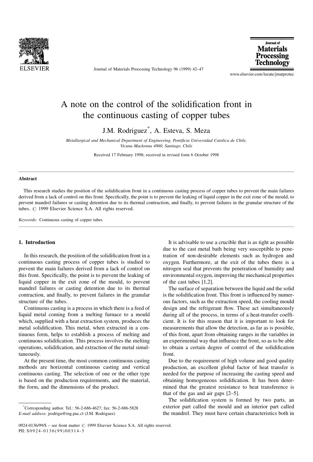 First page of A note on the control of the solidificat