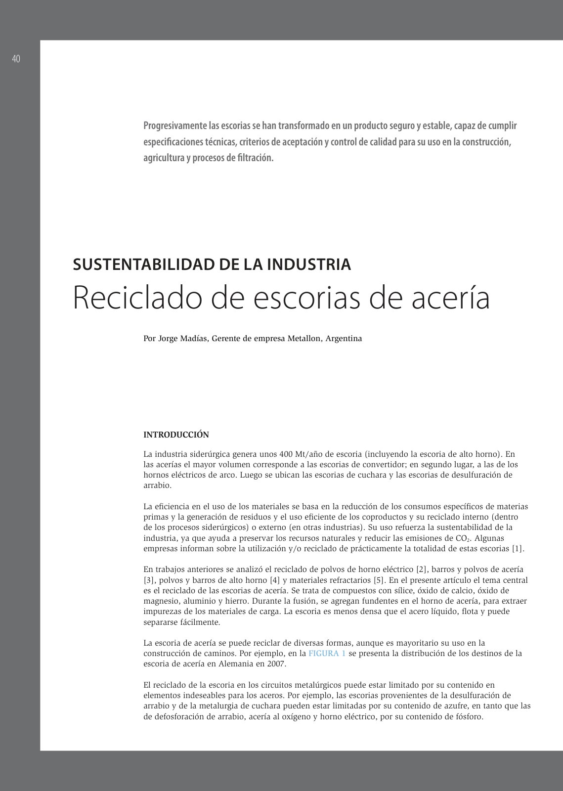 First page of Reciclado de escorias de aceria