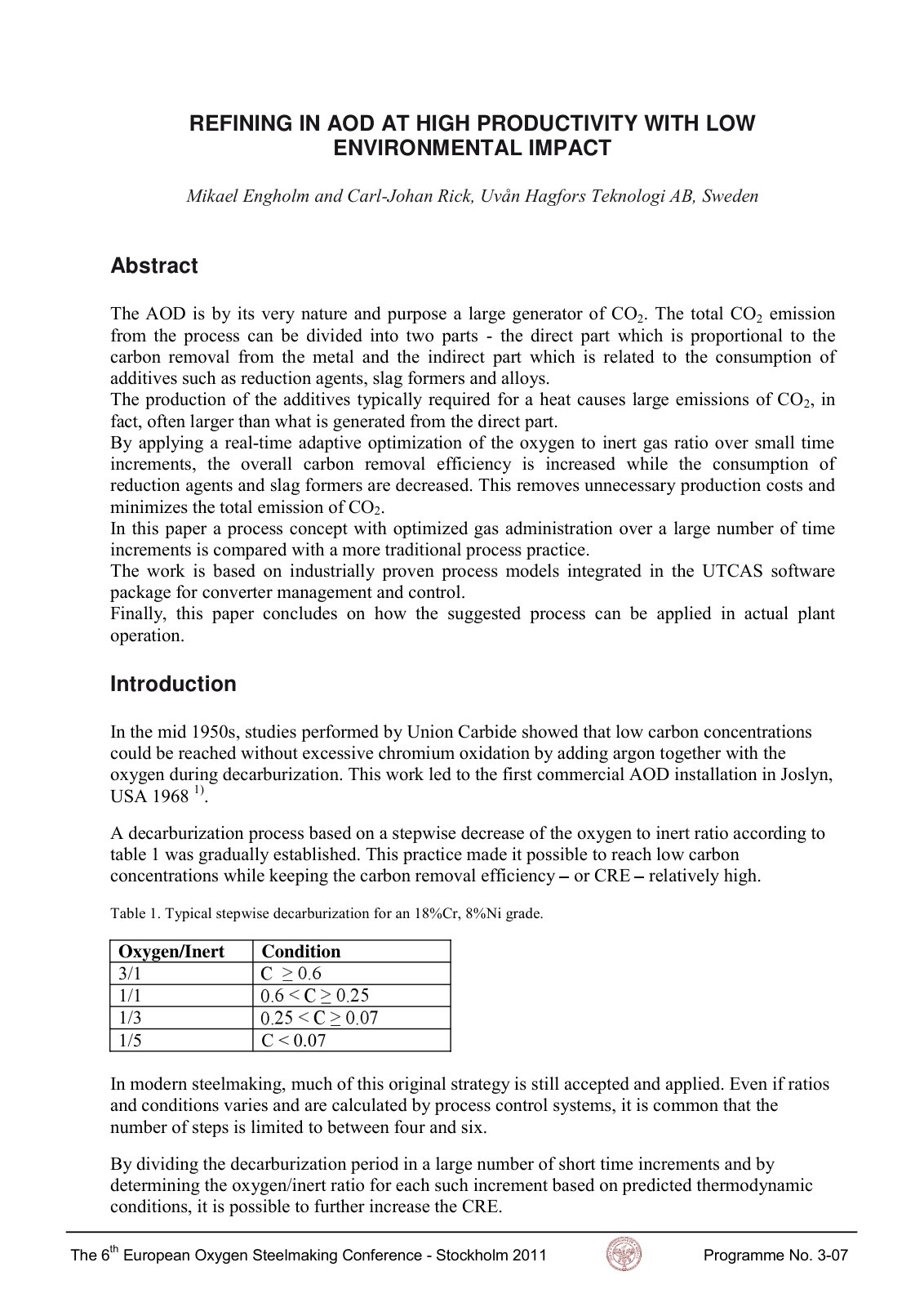 First page of 2011 Refining in AOD at high productivity with low environmental impact 0 b143ff38 d619 473d b0d1 13512f4f906e