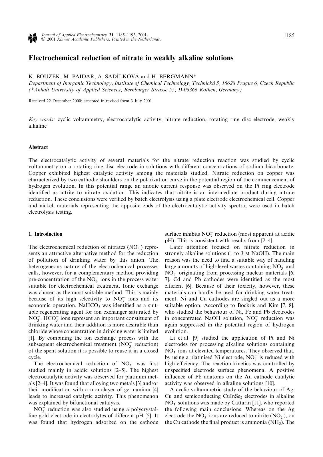 First page of C69/C108/C101/C99/C116/C114/C111/C99/C104/C101/C109/C105/C99/C97/C108 /C114/C101/C100/C117/C99/C116/C105/C111/C110 /C111/C102 /C110/C105/C116/C114/C97/C116/C101 /C105/C110 /C119/C101/C97/C107/C108/C121 /C97/C108/C107/C97/C108/C105/C110/C101 /C115/C111/C108/C117/C116/C105/C111/C110/C115