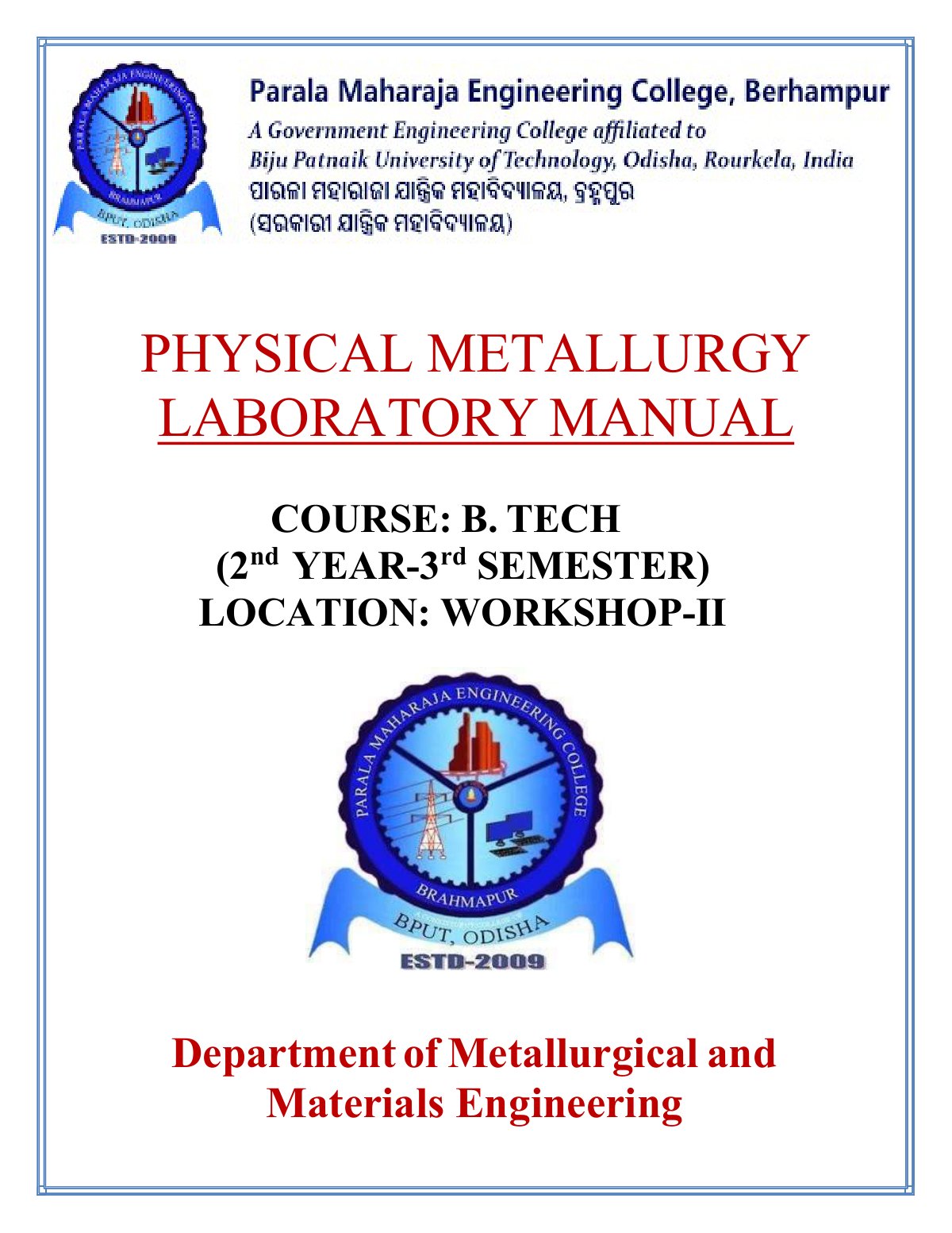 First page of Microsoft Word - Metallography Lab Manual