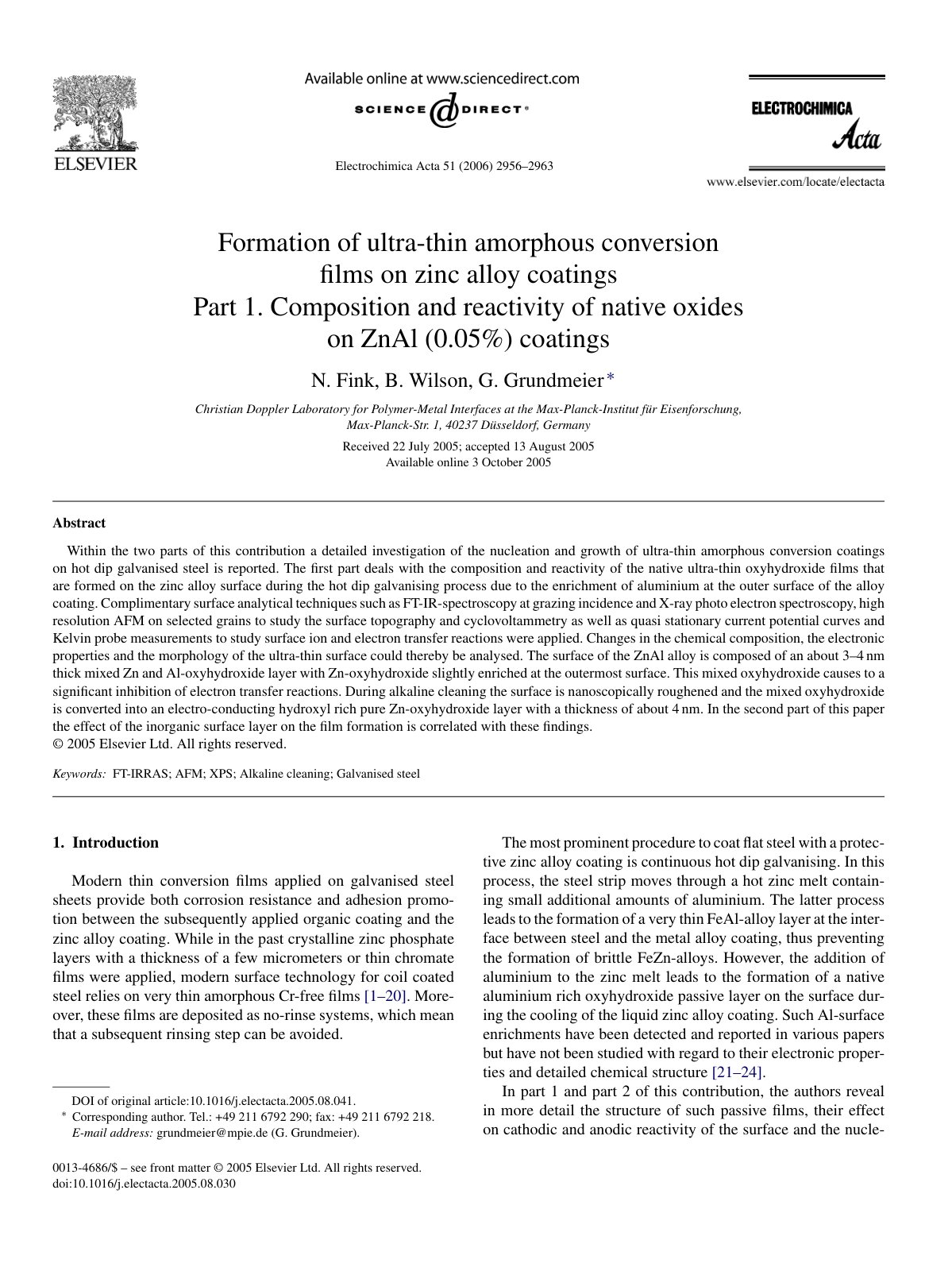 First page of Formation of ultra thin amorphous conver