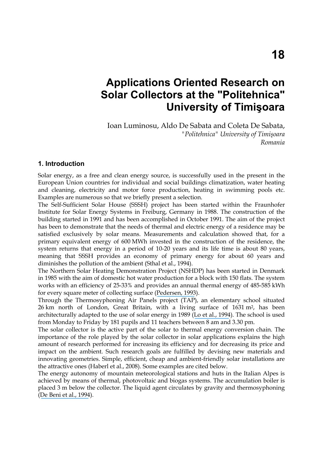 First page of Applications Oriented Research on Solar