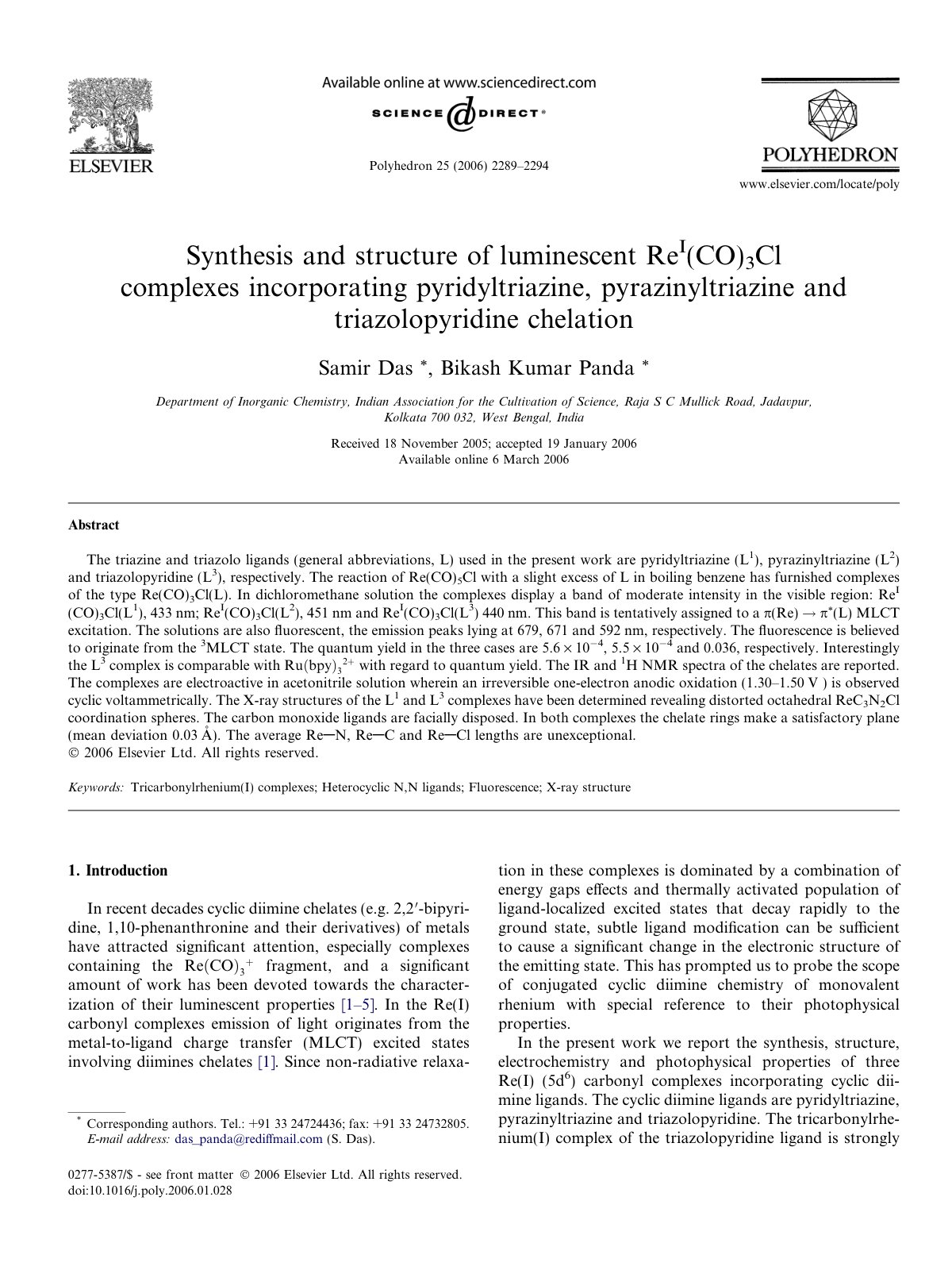 First page of Synthesis and structure of luminescent R