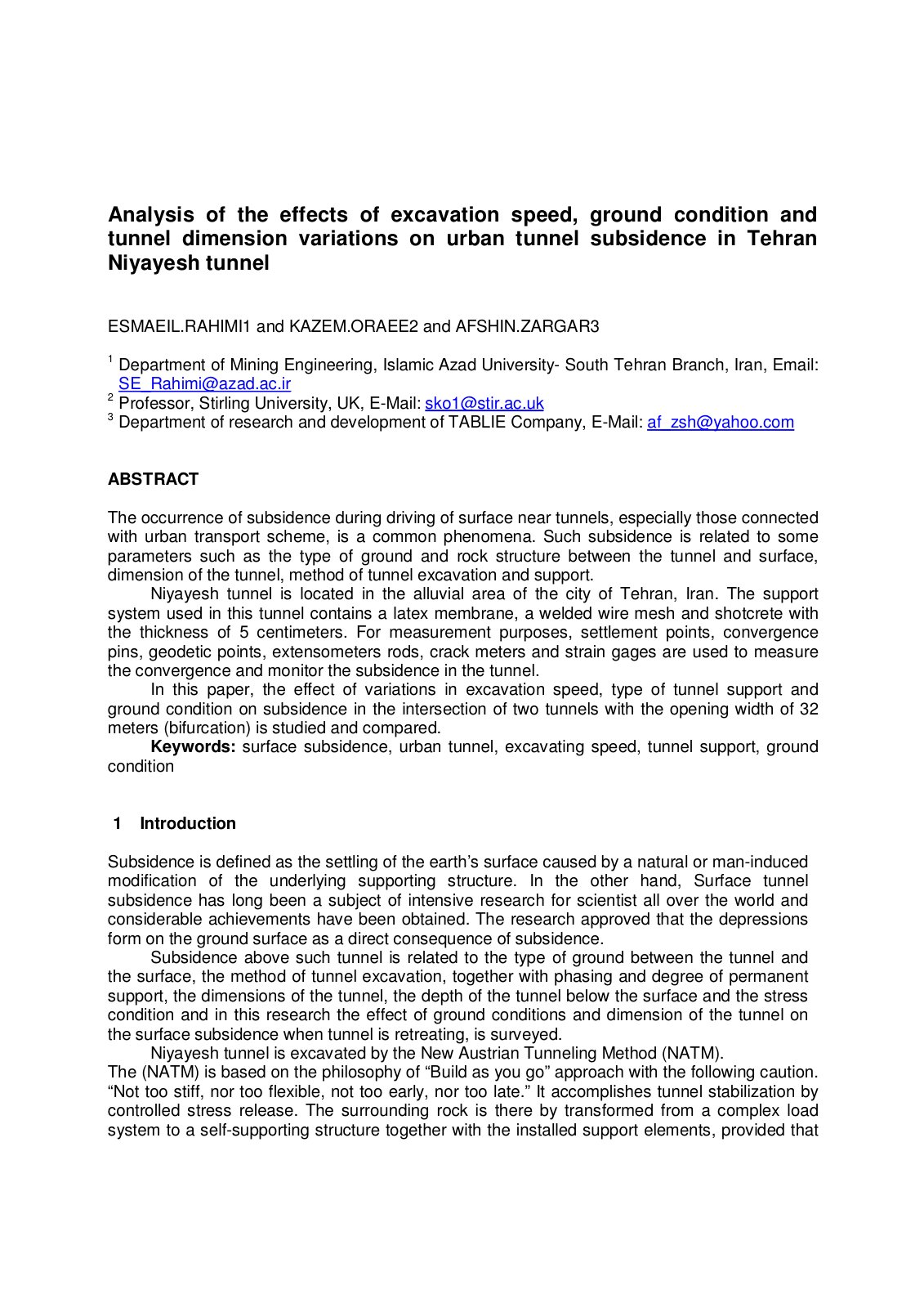 First page of Analysis of the effects of excavation sp (1)