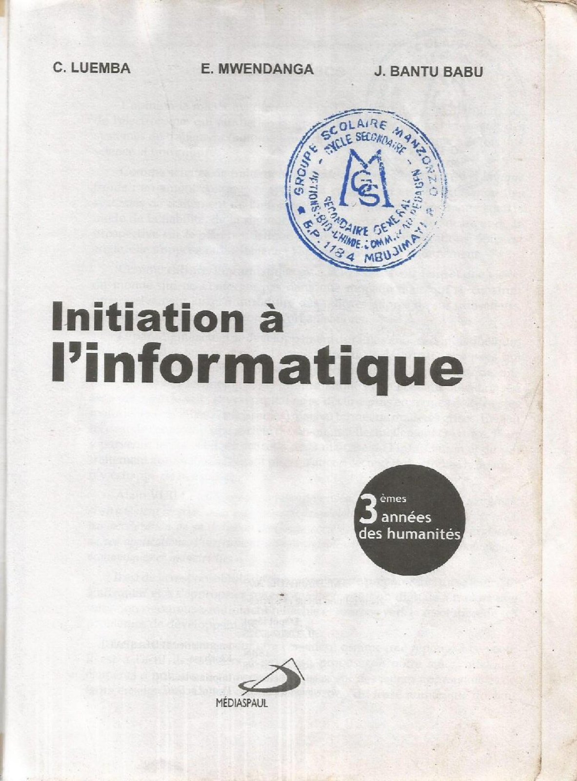 First page of INFORMATIQUE 3ème