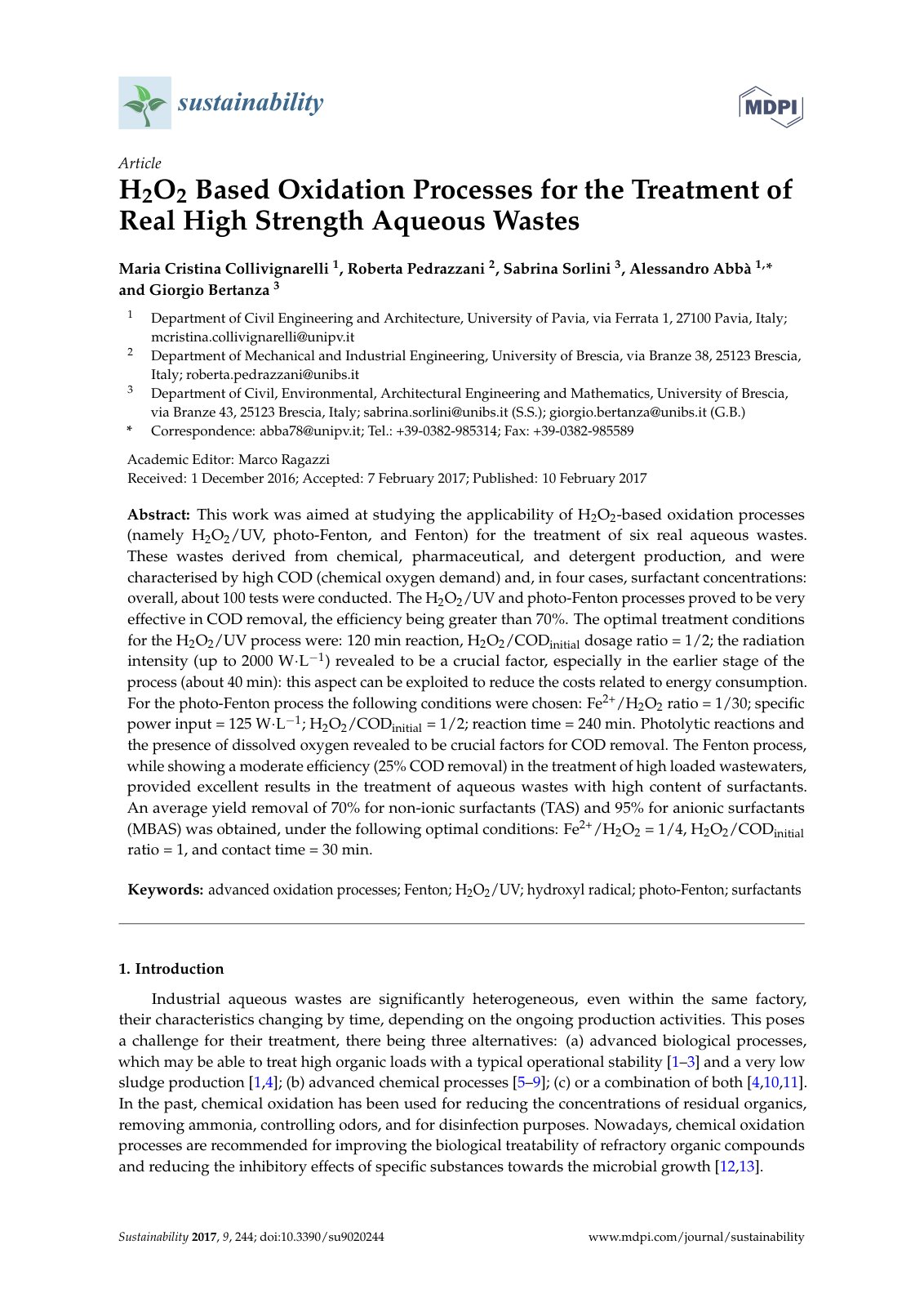 First page of H2O2 Based Oxidation Processes for the T