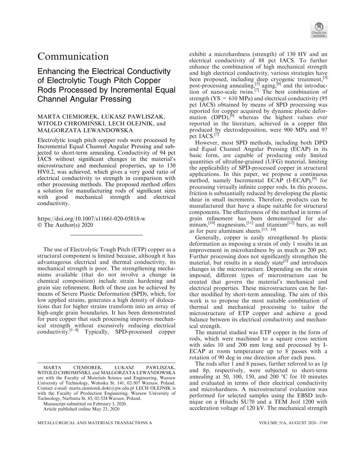 First page of Enhancing the Electrical Conductivity of