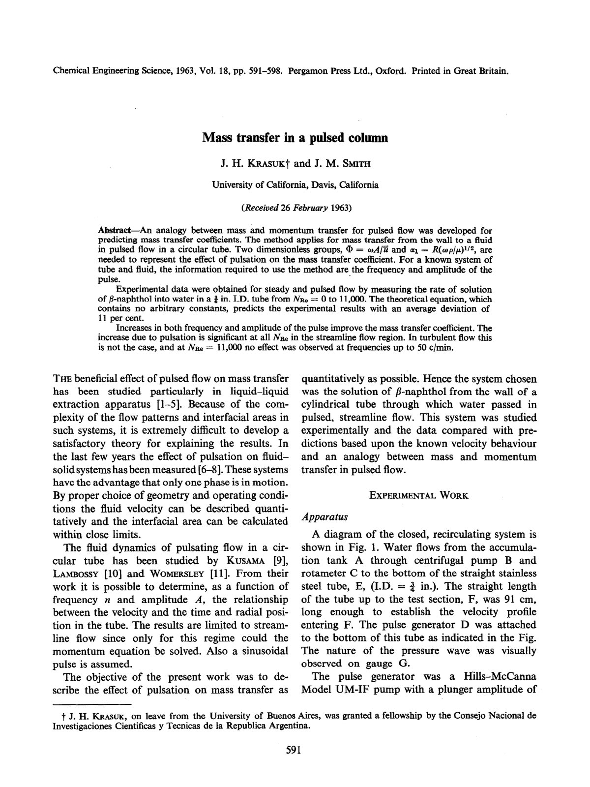 First page of Mass transfer in a pulsed column
