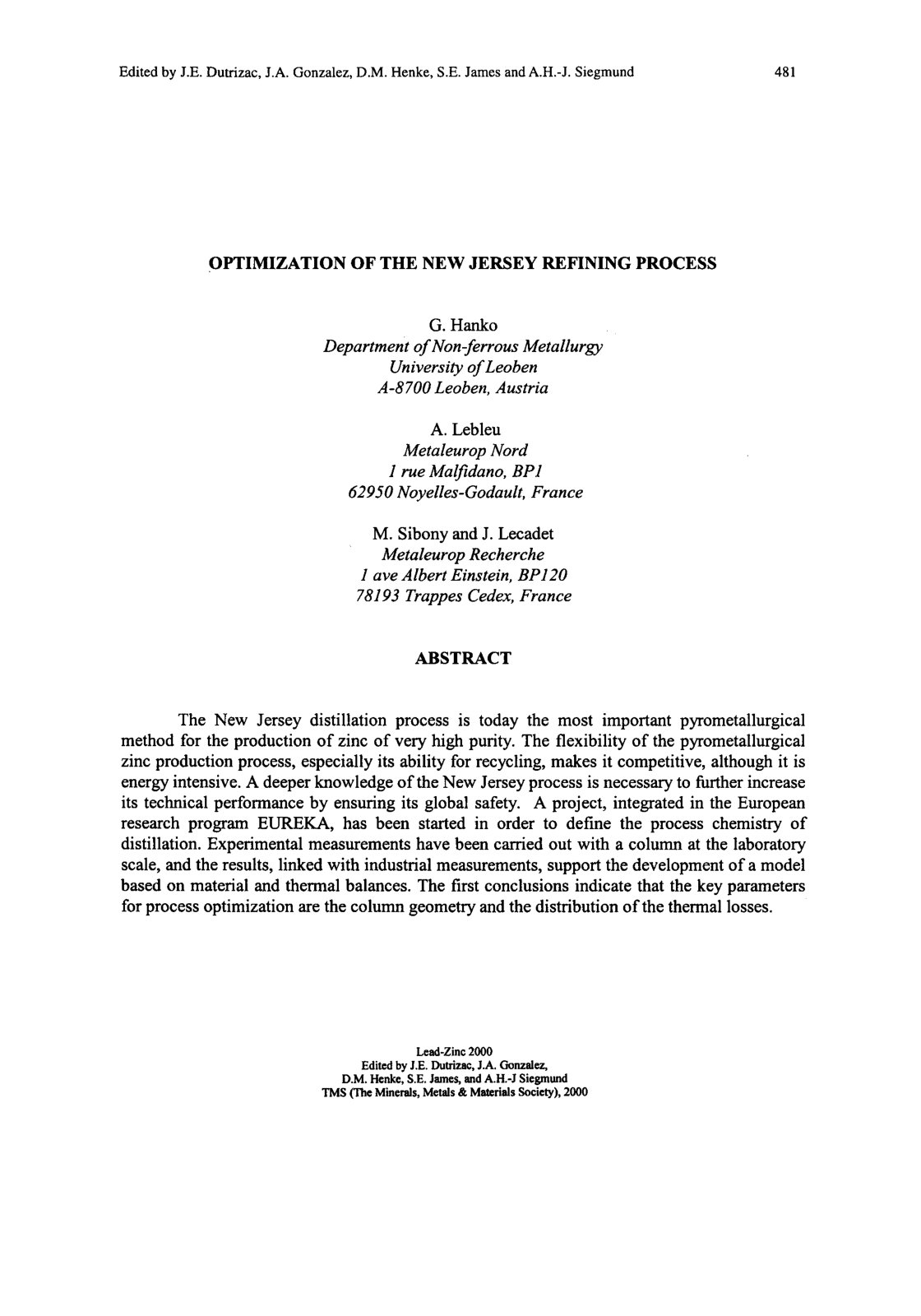 First page of OPTIMIZATION OF THE NEW JERSEY REFINING PROCESS