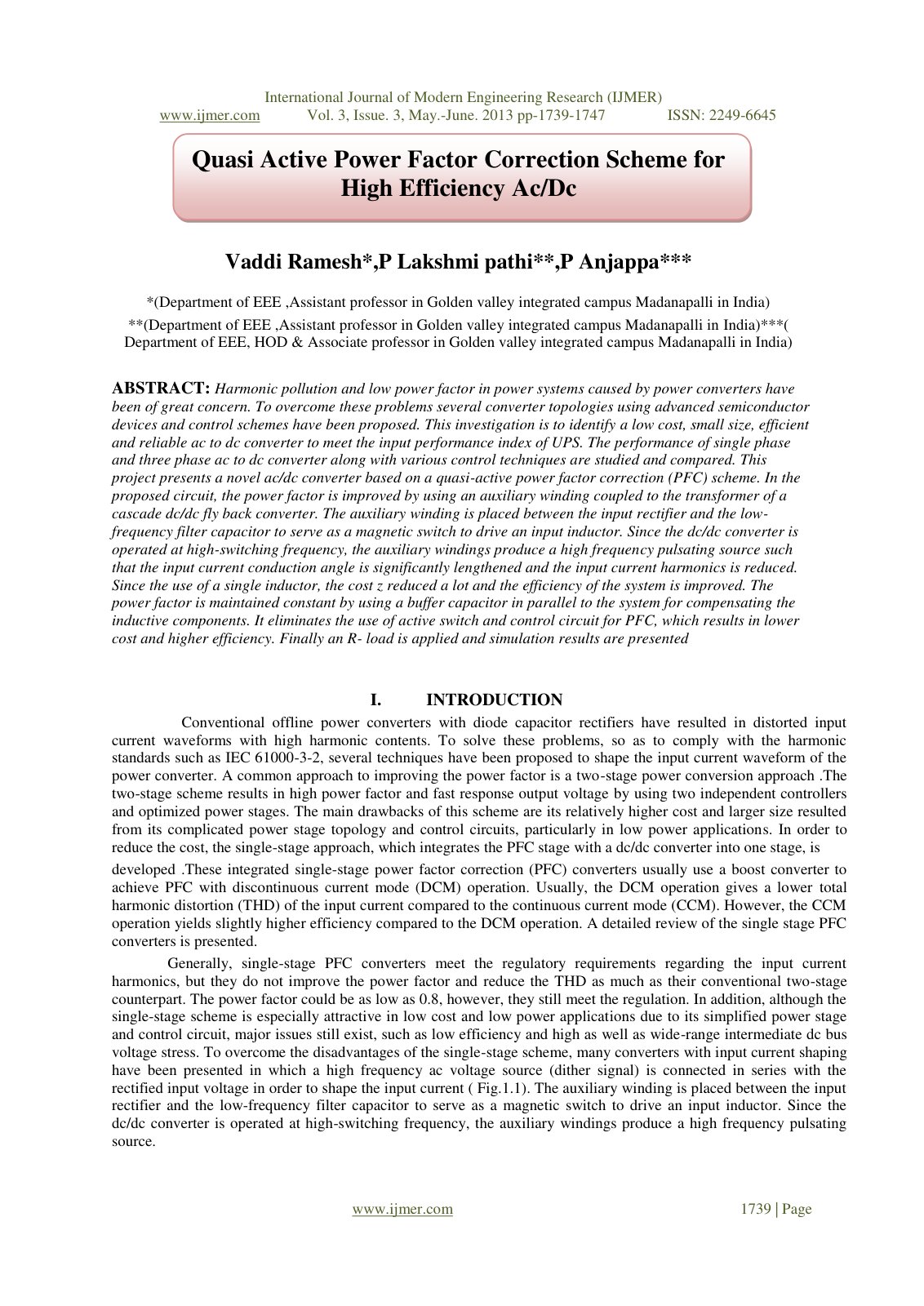 First page of Harmonic pollution and low power factor in power systems caused by power converters