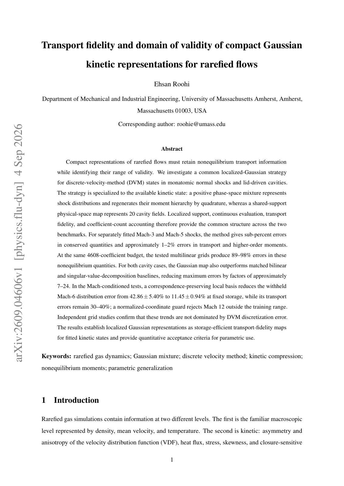 First page of 2026 Roohi Gaussian Kinetic Representations Rarefied Flows