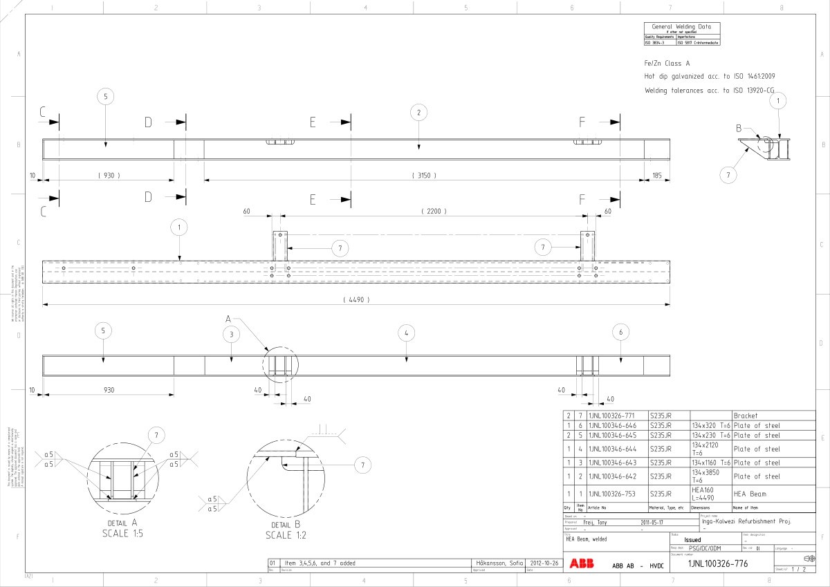 First page of Fe/Zn Class A Hot dip galvanized acc. to ISO 14612009 Welding tolerances acc. to ISO 13920-CJ