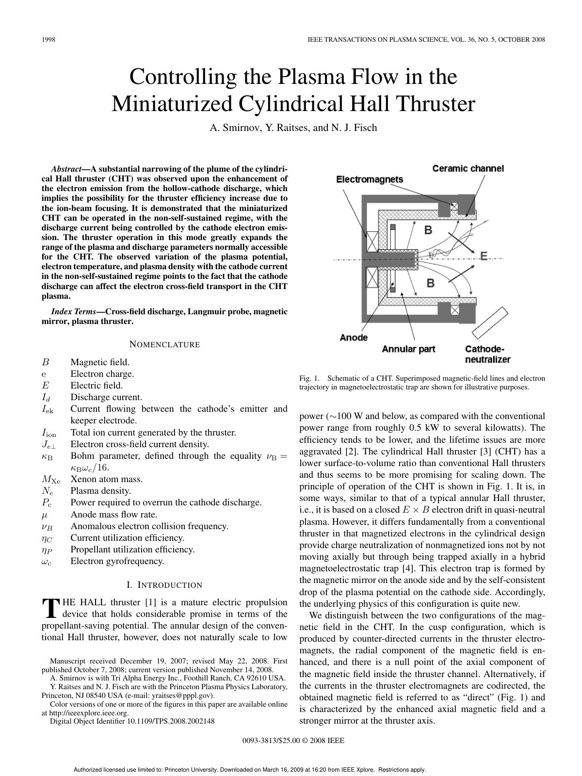 First page of Controlling the Plasma Flow in the Minia