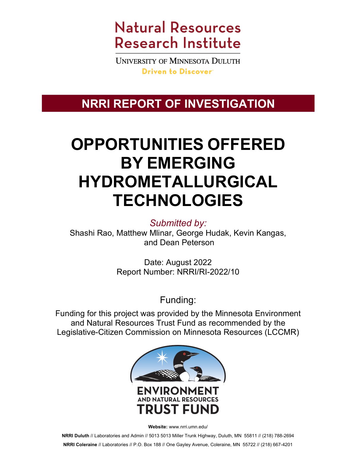 First page of NRRI RI 2022 10