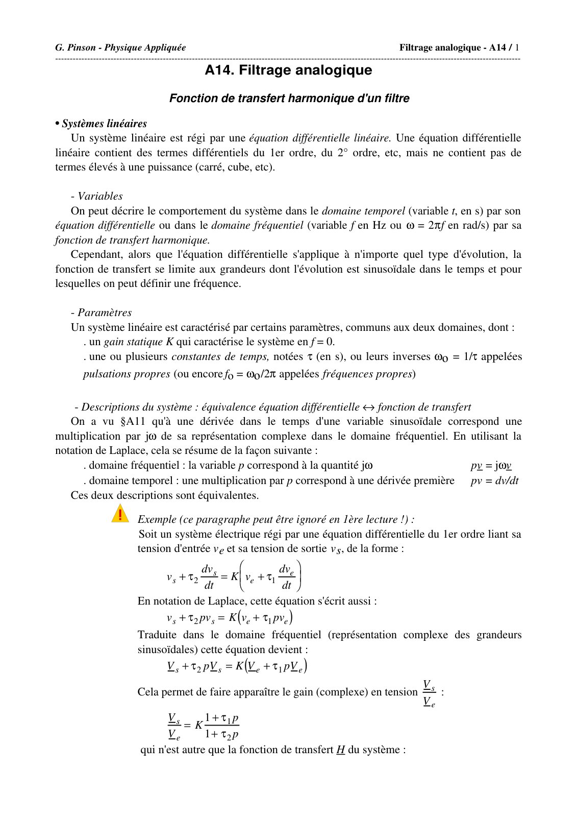 First page of filtrage