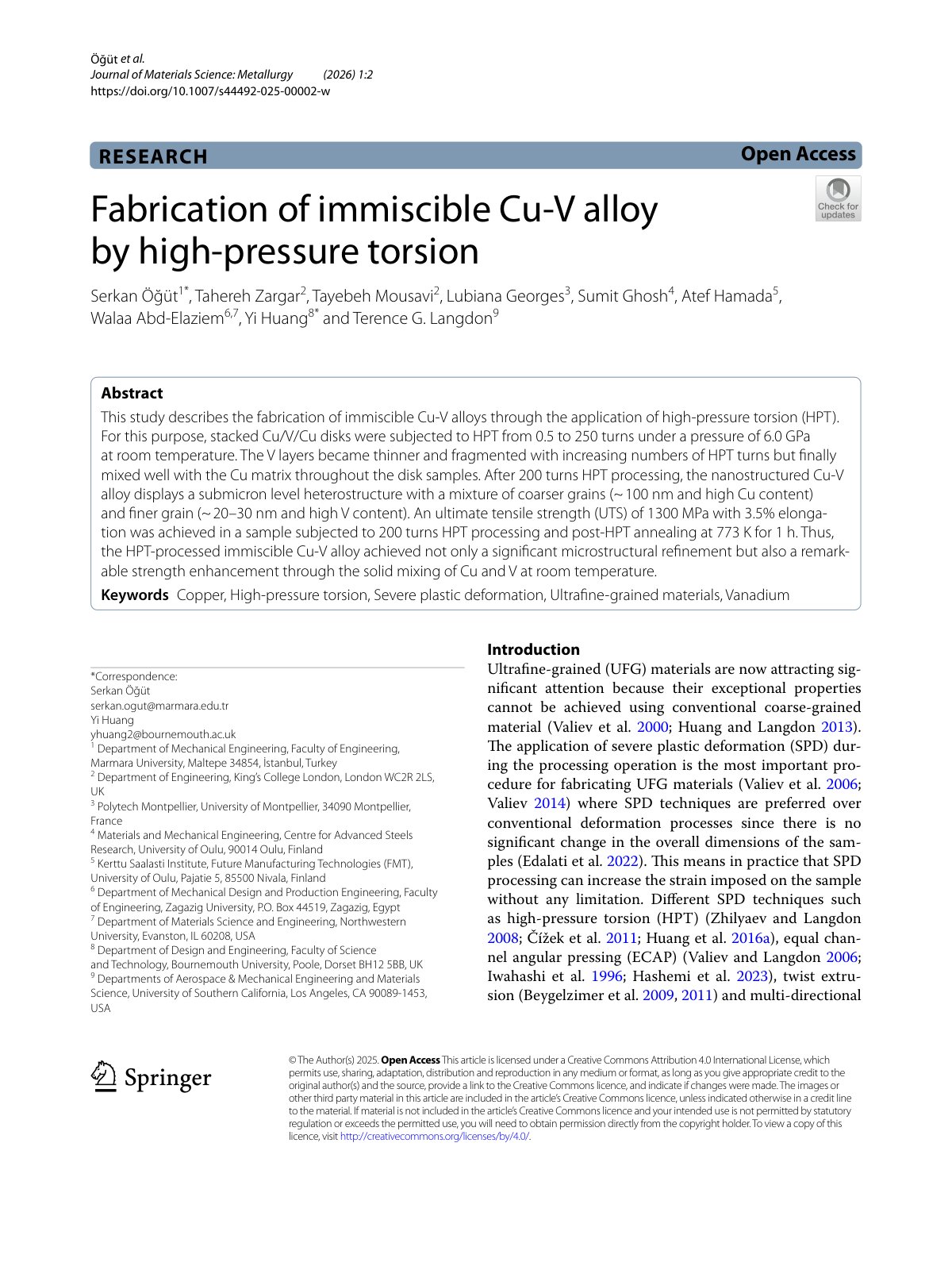 First page of 2026 Ogut CuV High Pressure Torsion